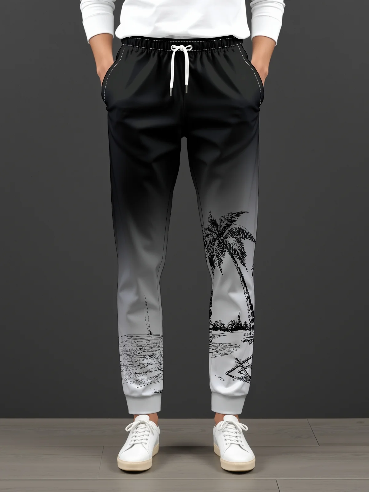 Moisture wicking Gradient Coconut Tree Casual Pants