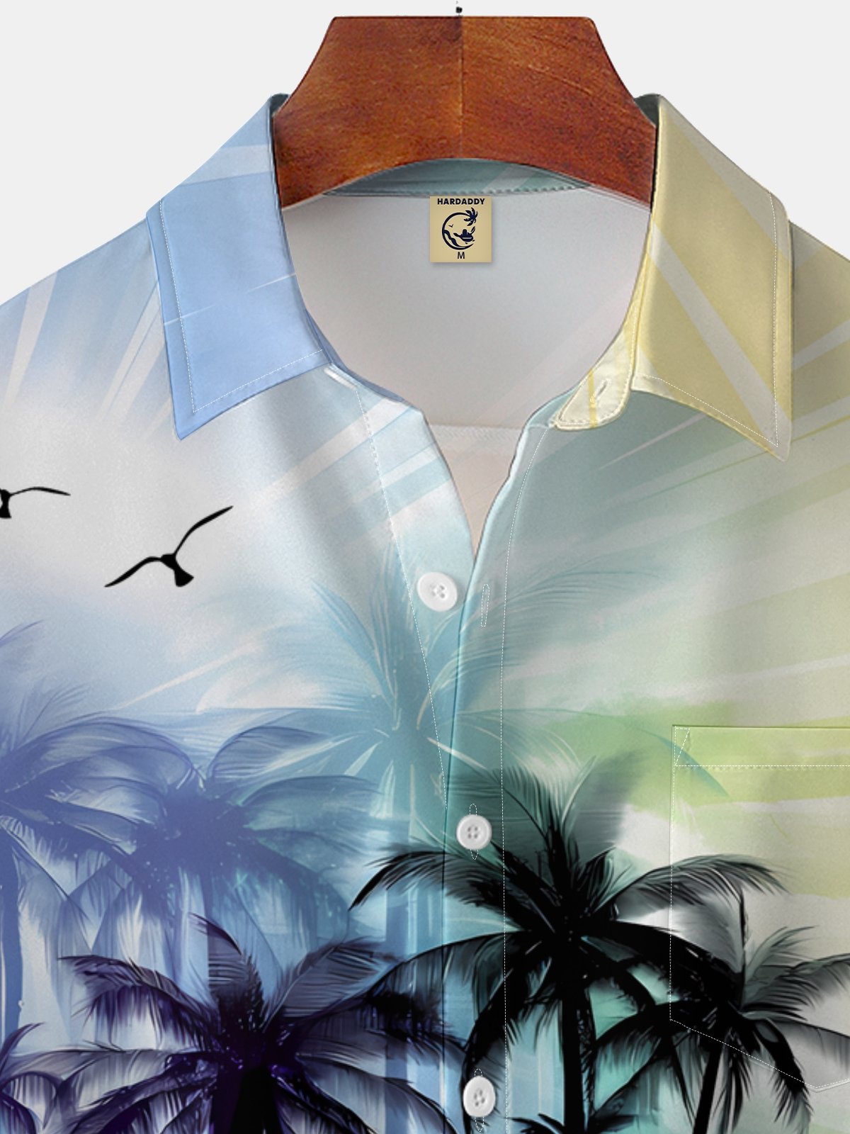 Moisture Wicking Gradient Coconut Chest Pocket Casual Shirt