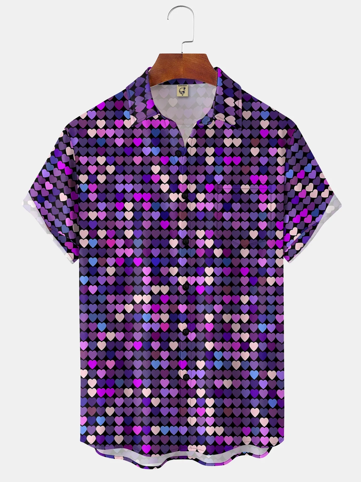 Moisture-wicking Party Art Sequin Purple Chest Pocket Hawaiian Shirt