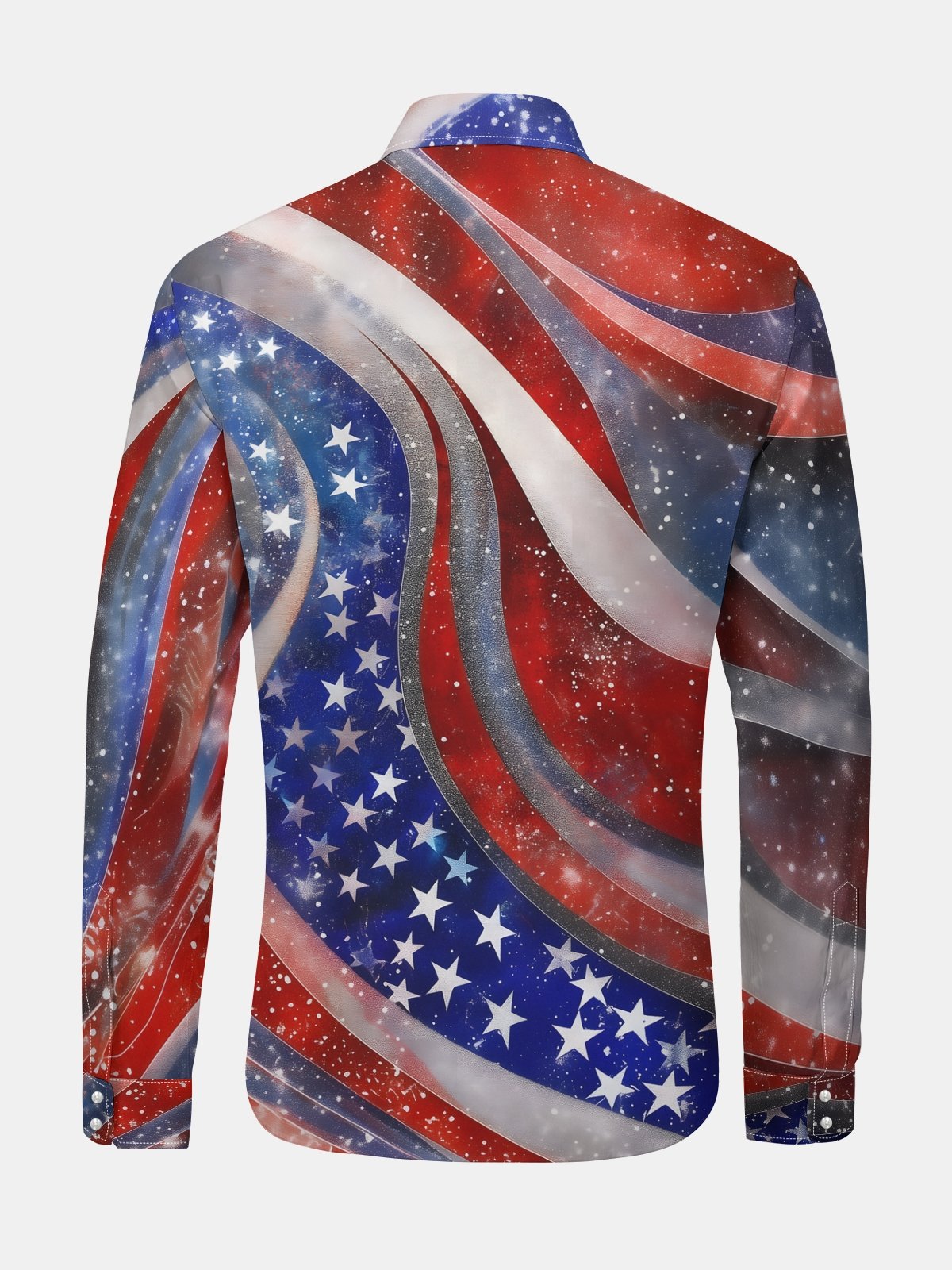 Artistic American Flag Long Sleeve Casual Dress Shirt