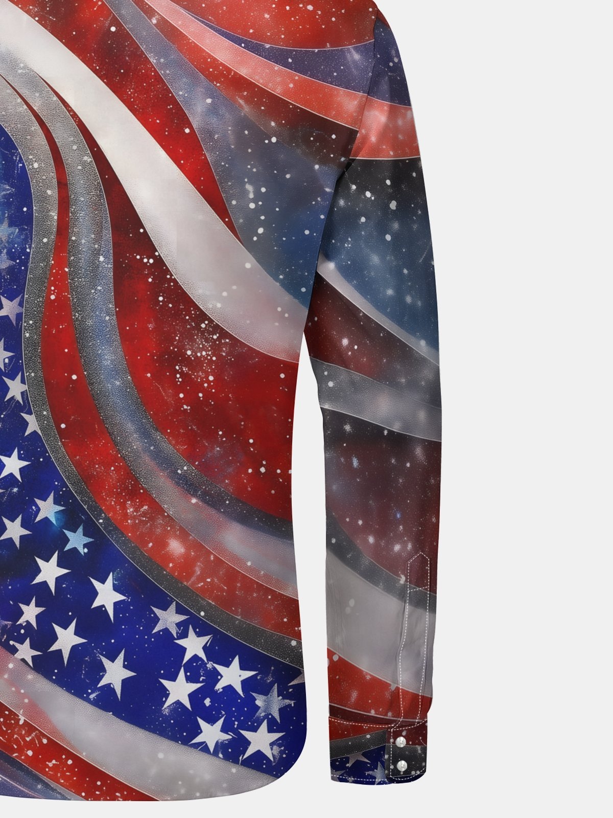 Artistic American Flag Long Sleeve Casual Dress Shirt