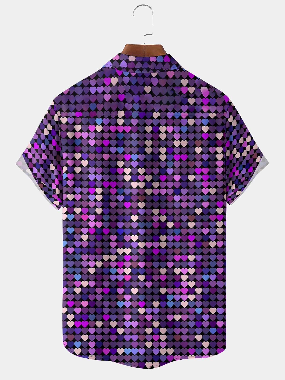 Moisture-wicking Party Art Sequin Purple Chest Pocket Hawaiian Shirt