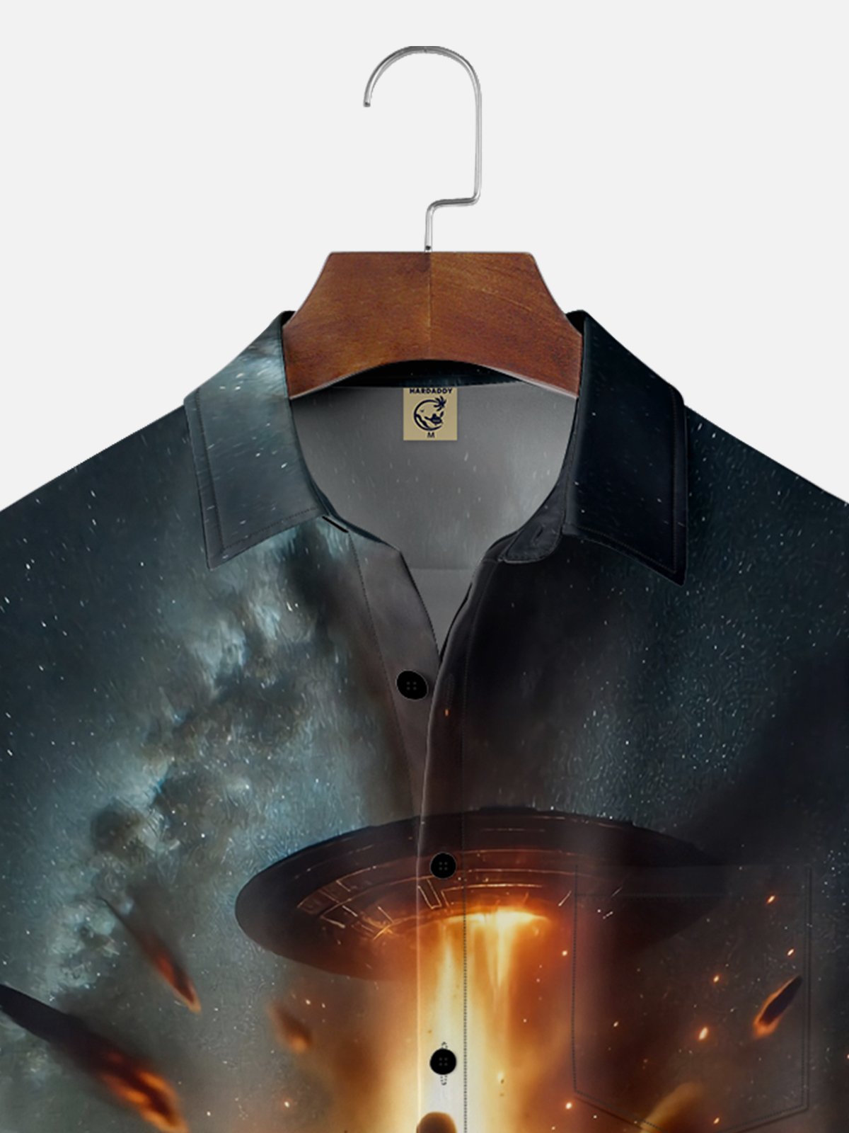 Moisture-wicking New Jersey UFO Alien Spaceship Chest Pocket Casual Shirt