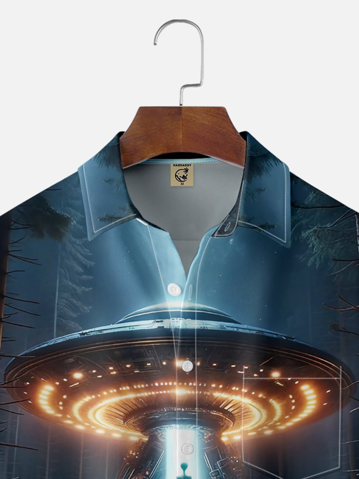 Moisture-wicking New Jersey UFO Alien Spaceship Chest Pocket Casual Shirt