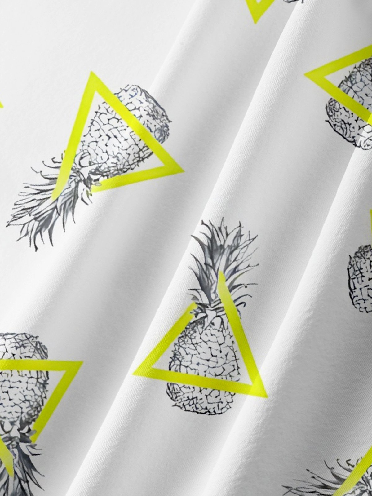 Moisture-wicking Artistic Geometric Pineapple Chest Pocket Casual Shirt