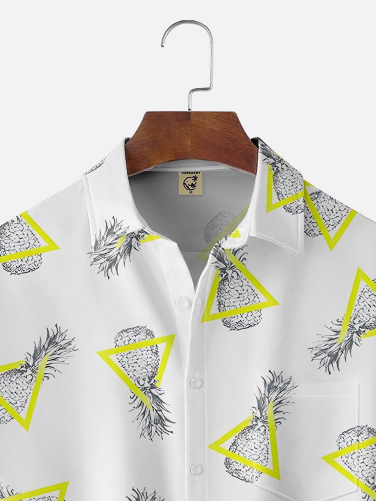 Moisture-wicking Artistic Geometric Pineapple Chest Pocket Casual Shirt