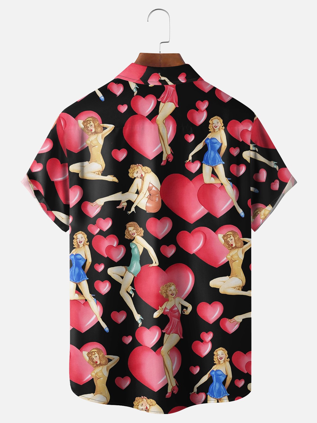 Moisture-wicking Valentine's Day Heart Chest Pocket Casual Shirt