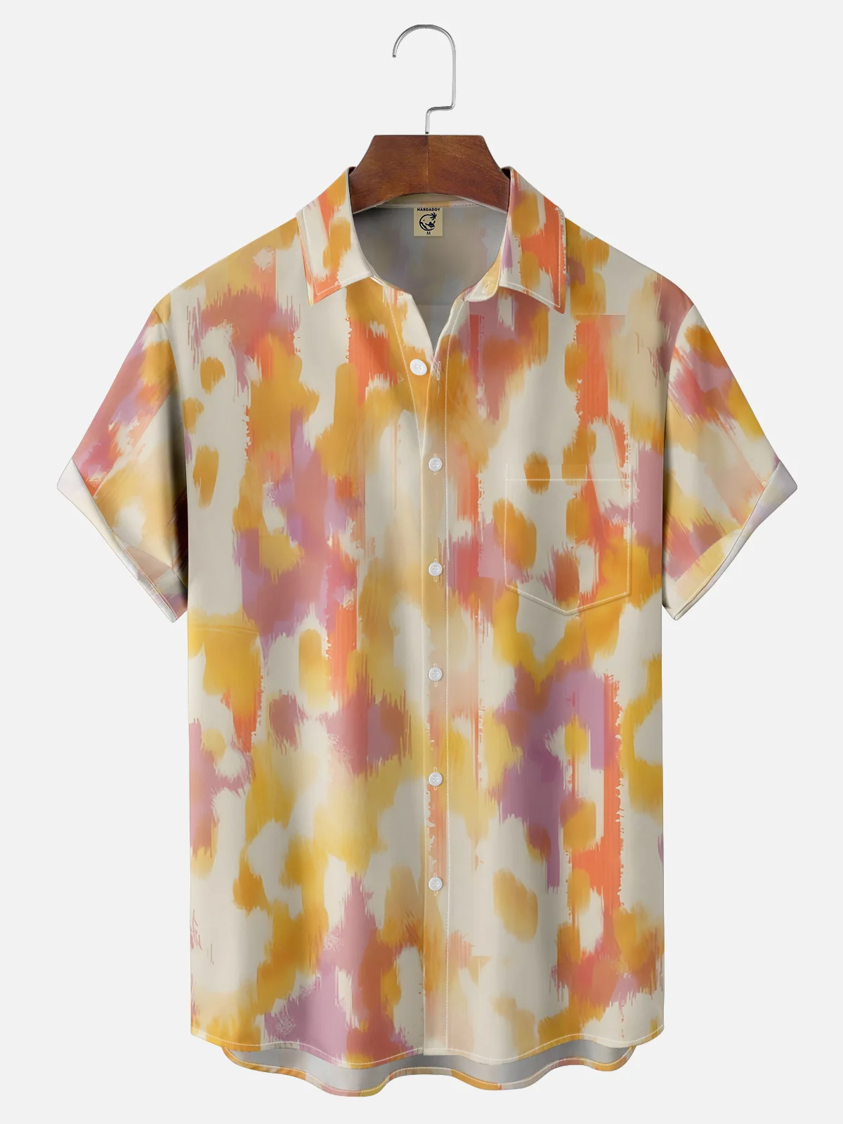 Moisture-wicking Art Abstract Tie Dye Chest Pocket Casual Shirt