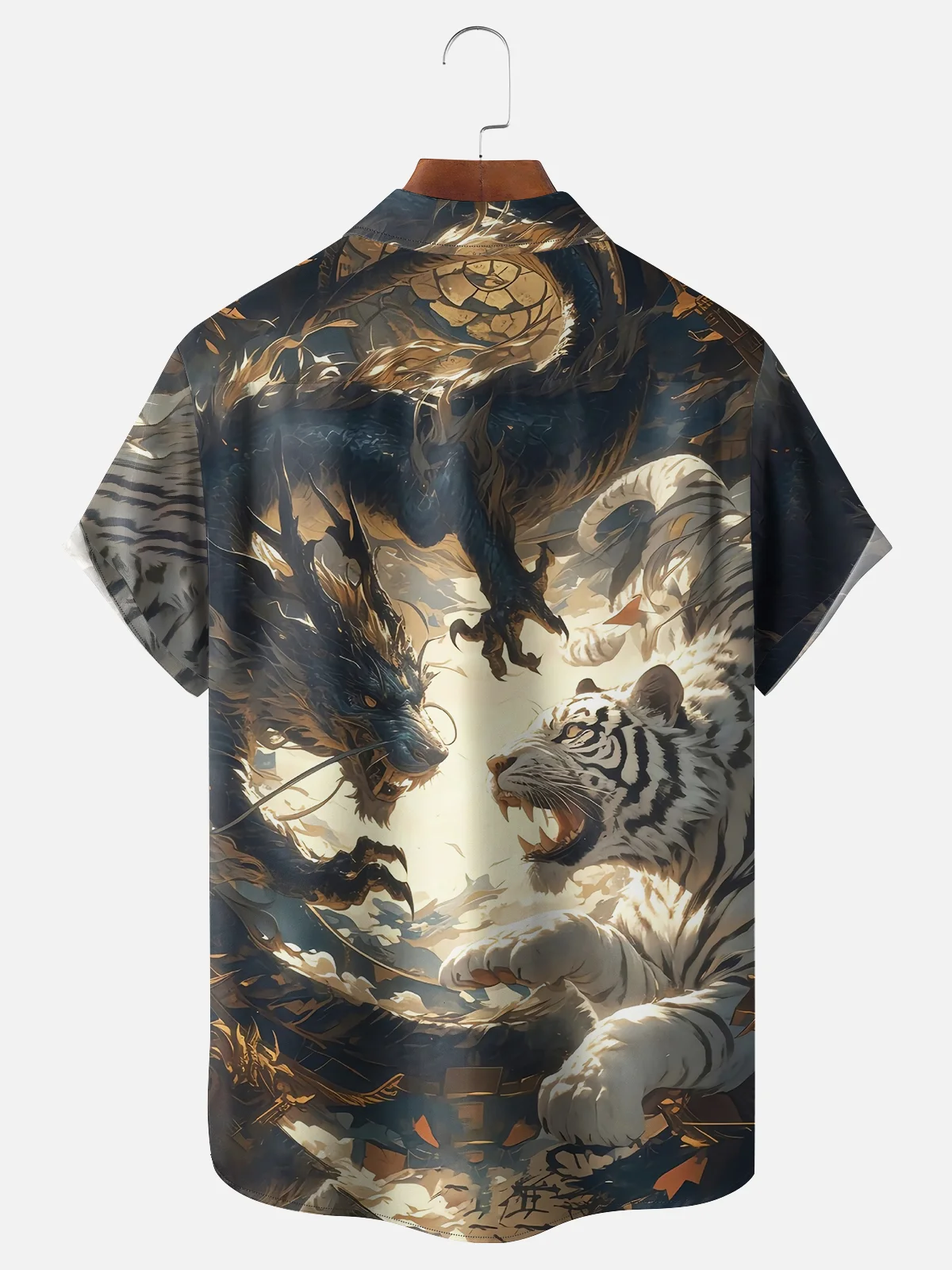 Moisture-wicking Japanese Dragon Tiger Chest Pocket Casual Shirt