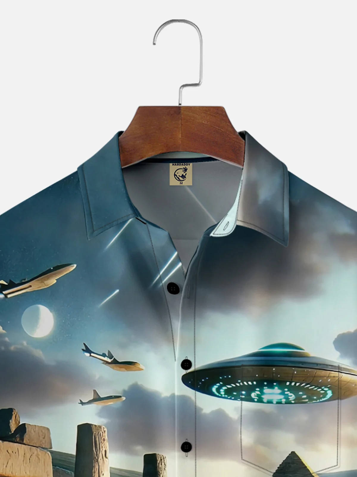 Moisture-wicking New Jersey UFO Alien Spaceship Chest Pocket Casual Shirt