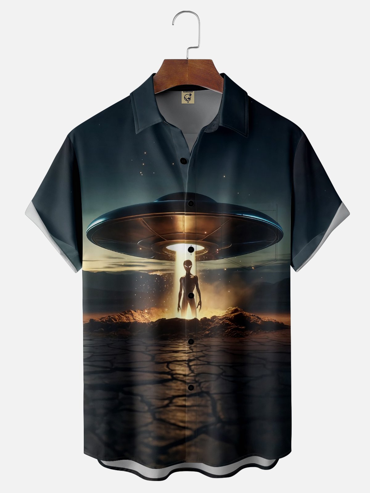 Moisture-wicking New Jersey UFO Alien Spaceship Chest Pocket Casual Shirt