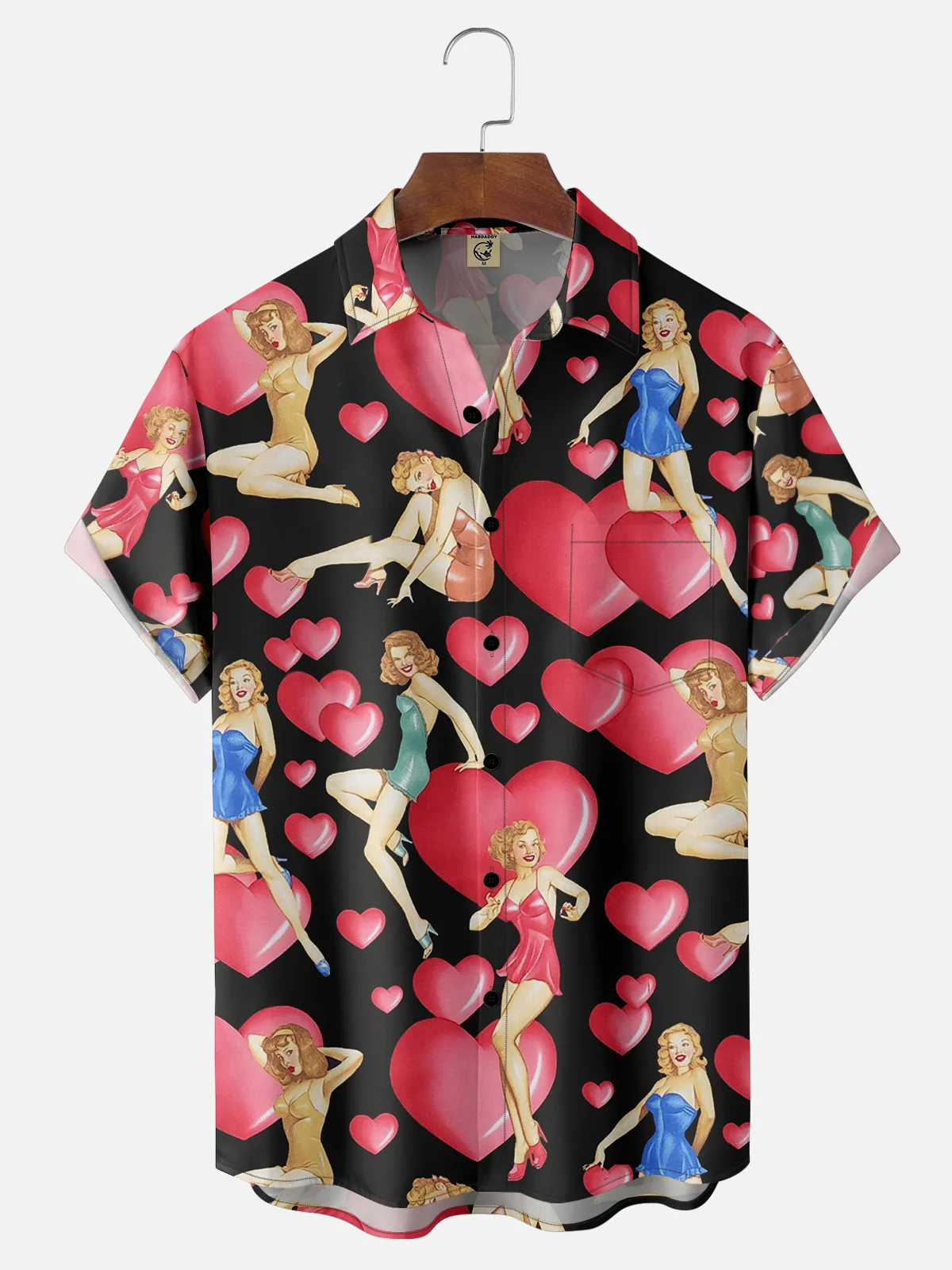 Moisture-wicking Valentine's Day Heart Chest Pocket Casual Shirt