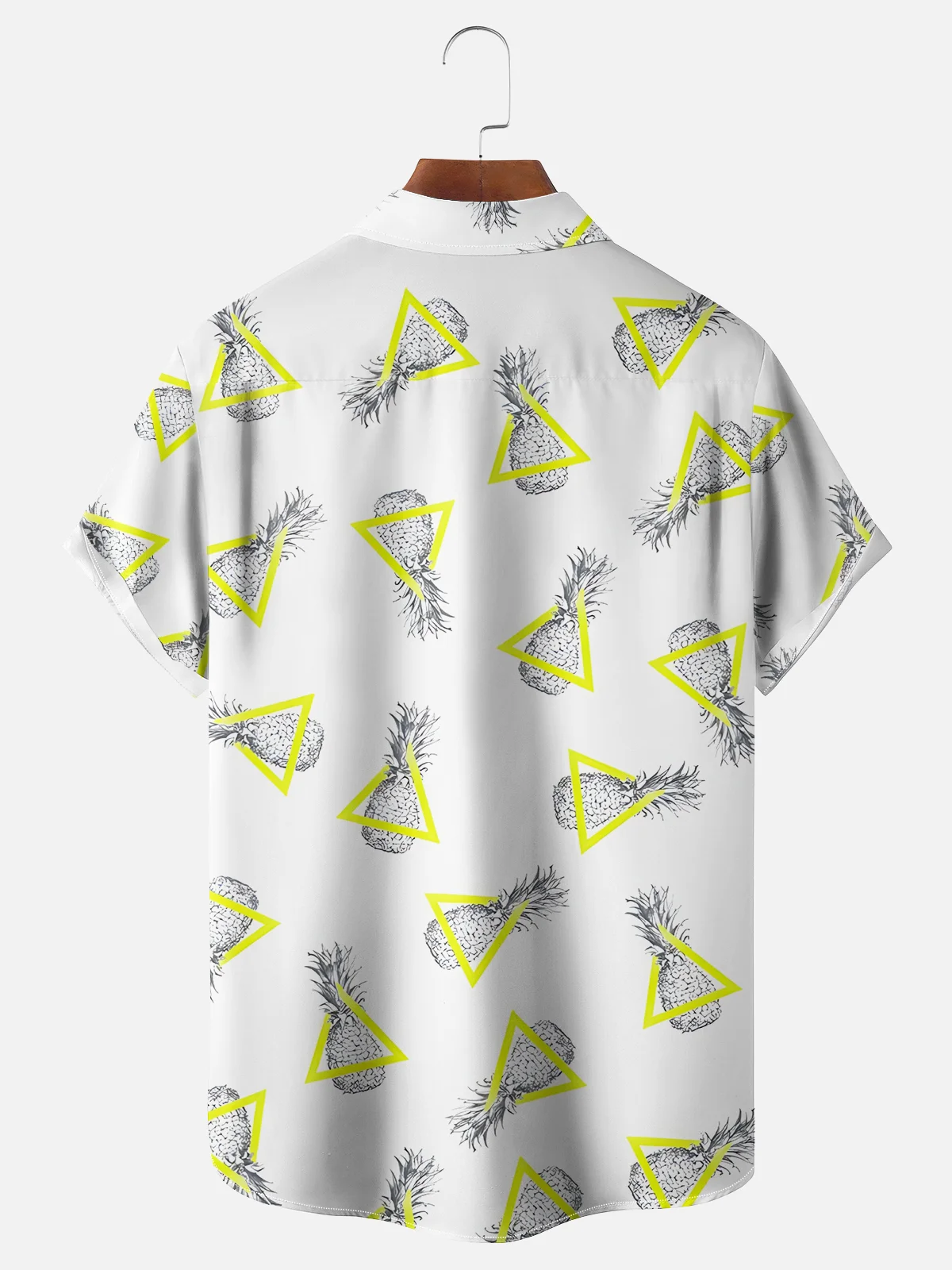 Moisture-wicking Artistic Geometric Pineapple Chest Pocket Casual Shirt