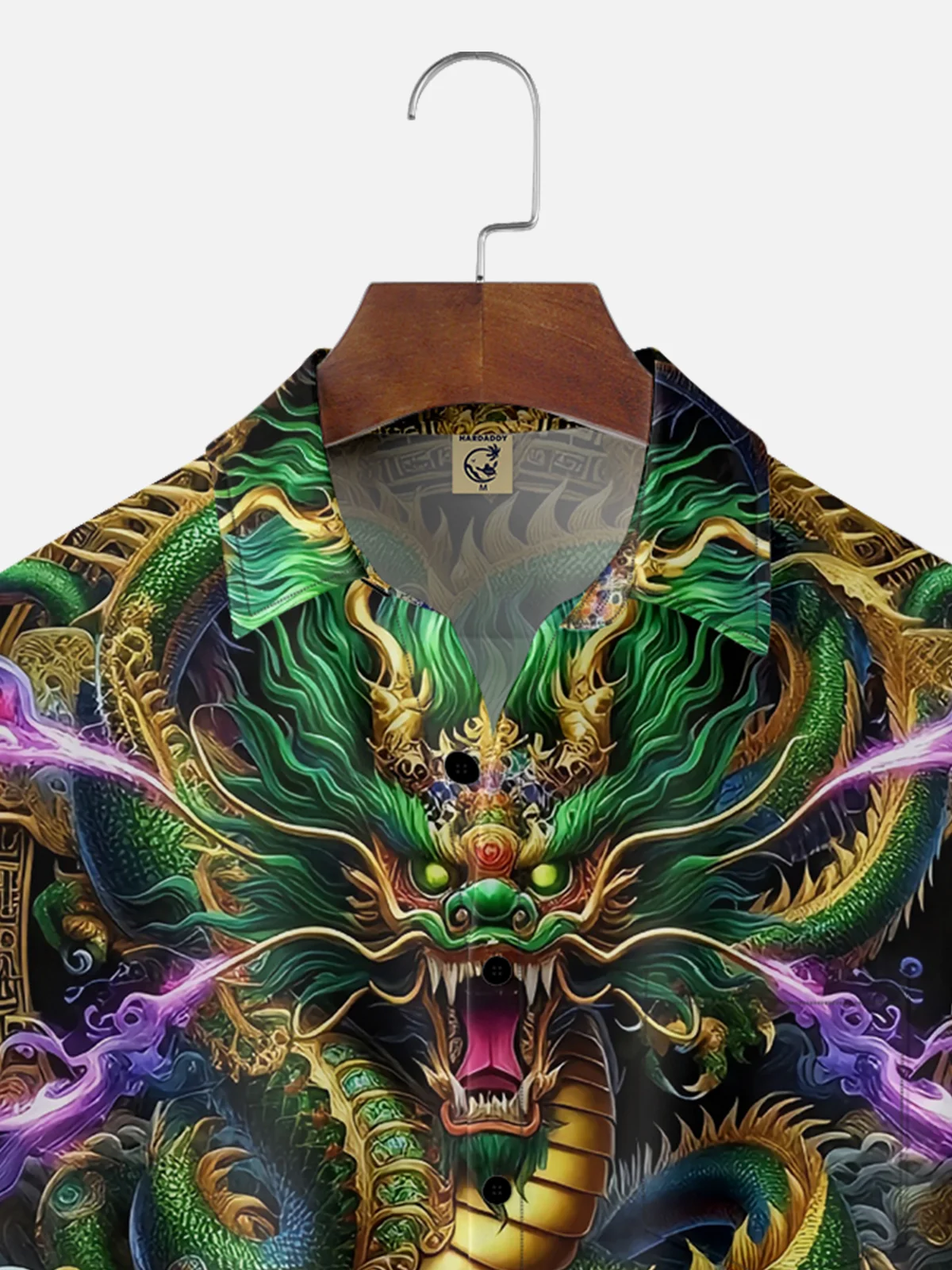 Moisture-wicking Japanese Dragon Tiger Waves Chest Pocket Casual Shirt