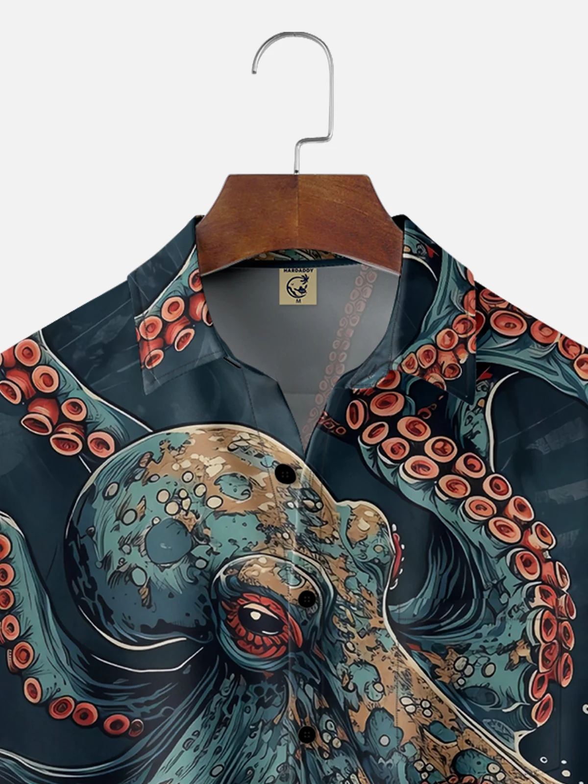 Moisture-wicking Marine Life Octopus Waves Chest Pocket Casual Shirt