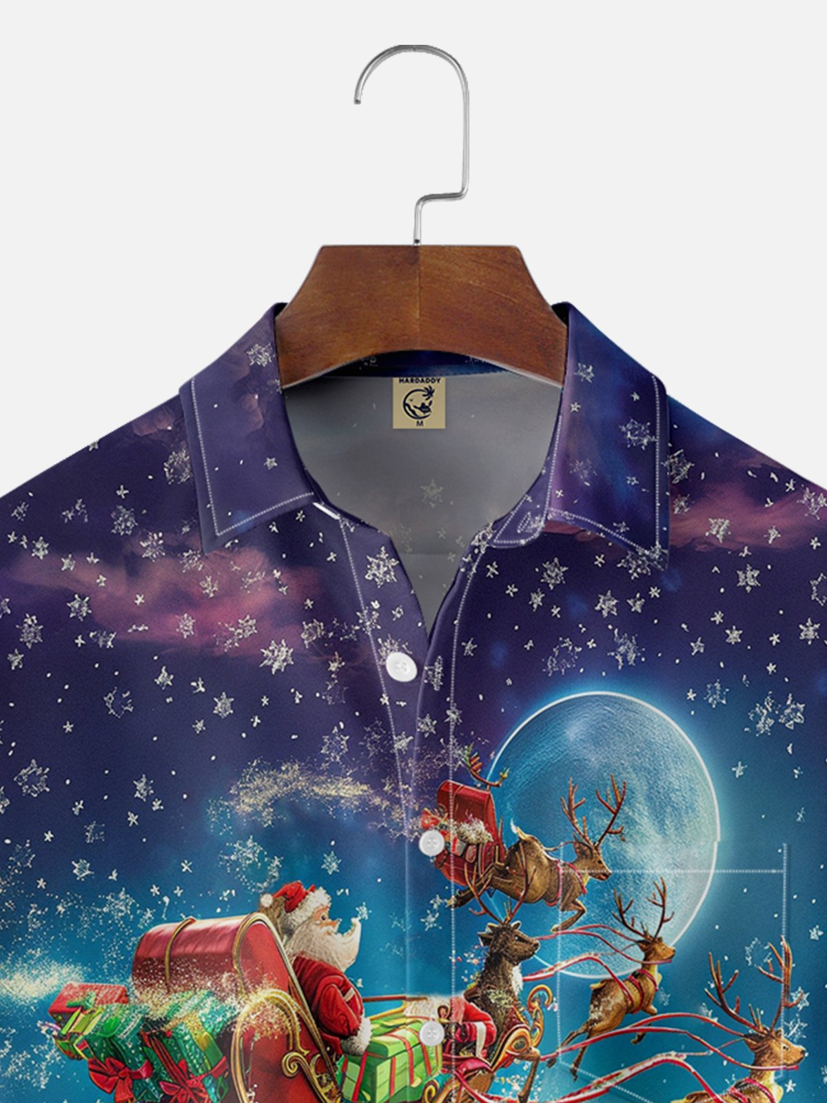 Moisture-wicking Christmas Santa Claus Chest Pocket Casual Shirt
