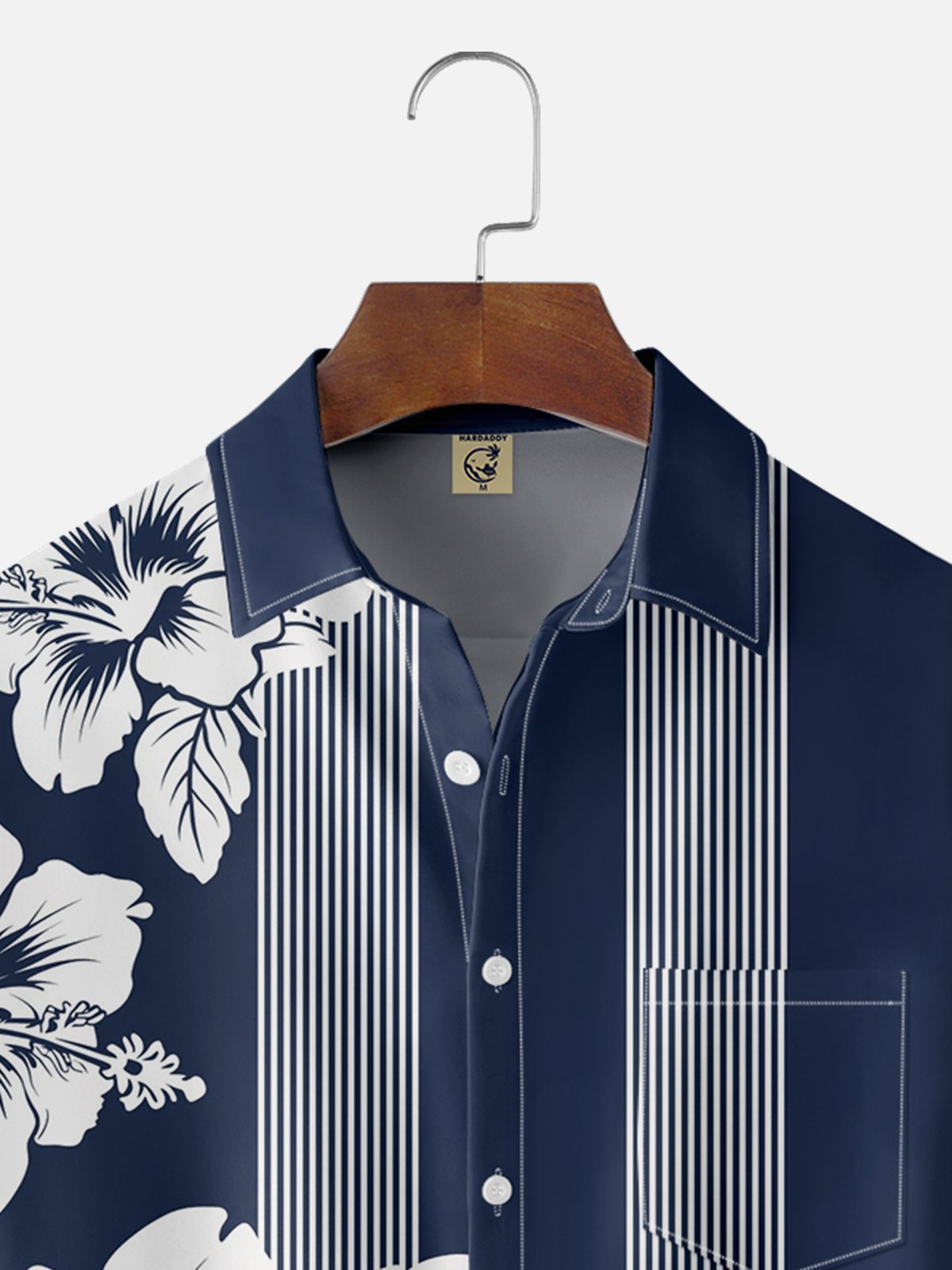 Moisture-wicking Tropical Palm Leaf Chest Pocket Bowling Shirt