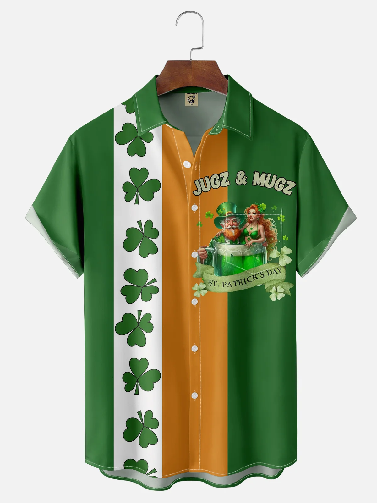 Moisture Wicking St. Patrick's Shamrock Beer Chest Pocket Casual Shirt