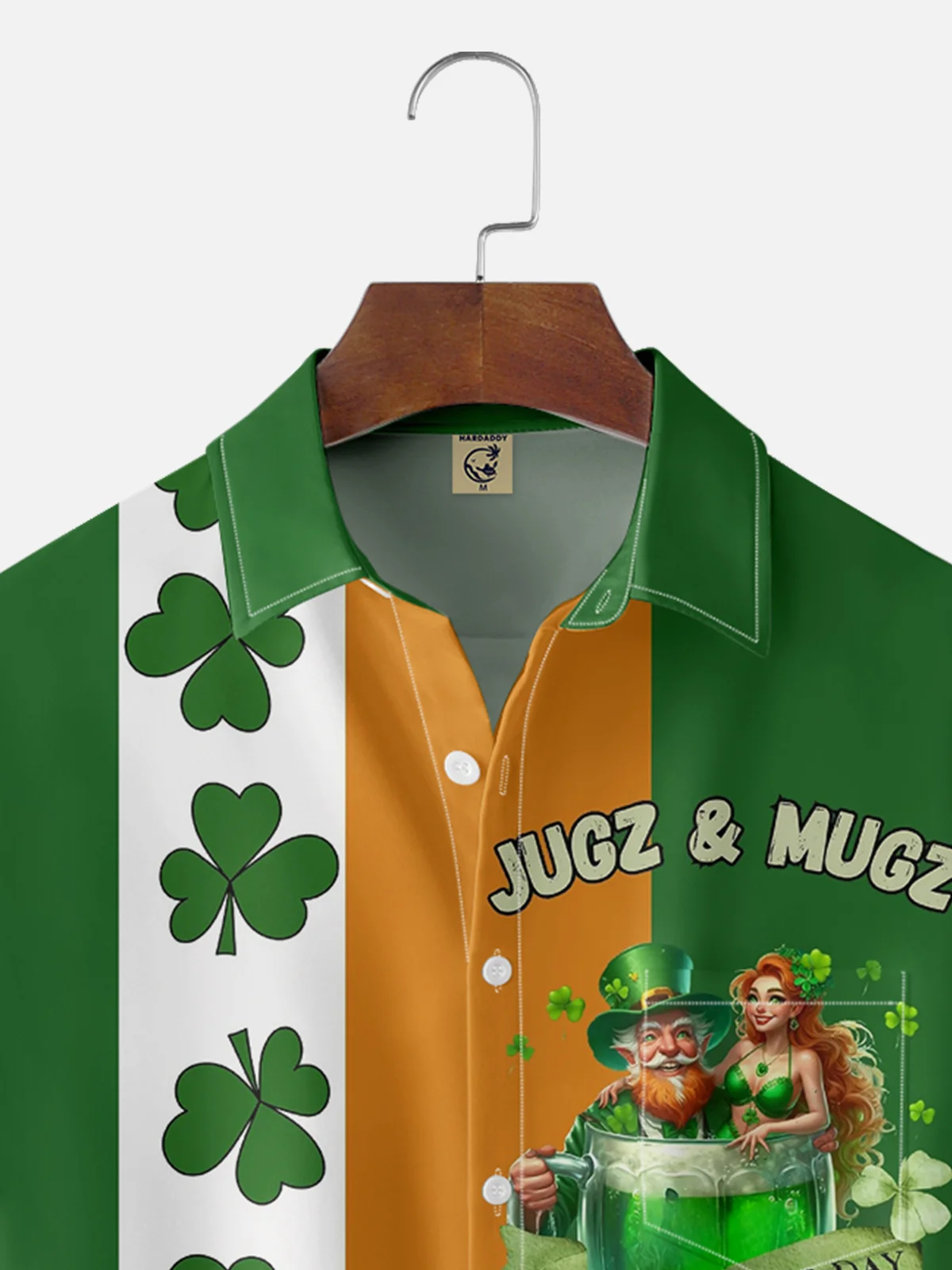 Moisture Wicking St. Patrick's Shamrock Beer Chest Pocket Casual Shirt