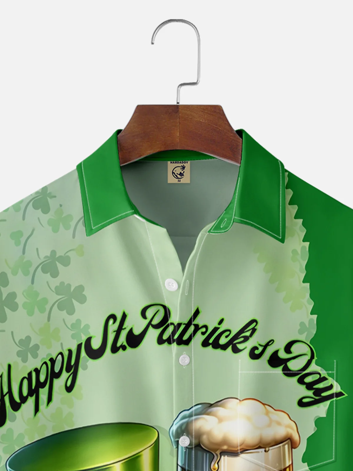 Moisture Wicking St. Patrick's Shamrock Beer Chest Pocket Casual Shirt