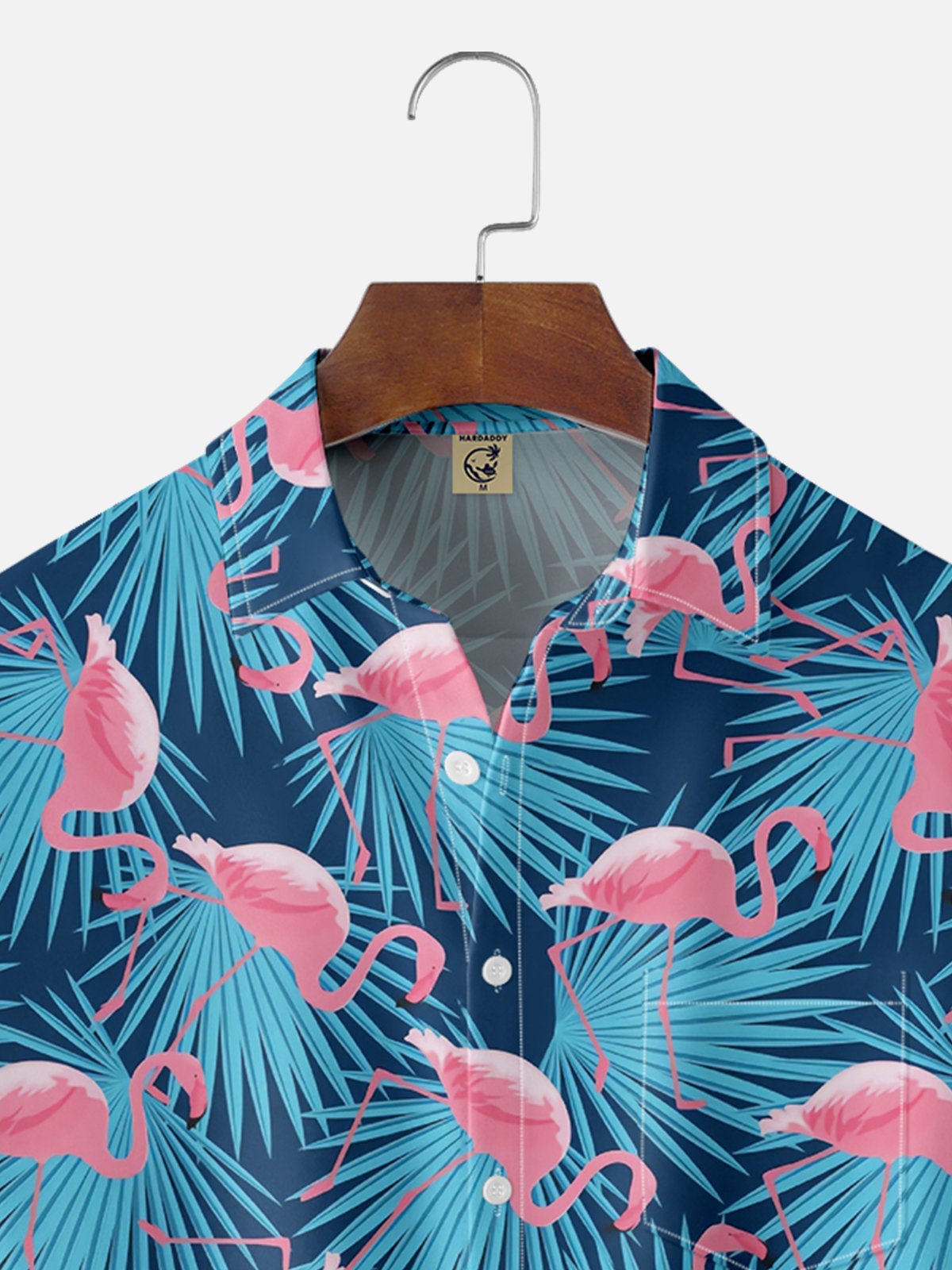 Moisture Wicking Hawaiian Floral Flamingo Chest Pocket hawaiian Shirt