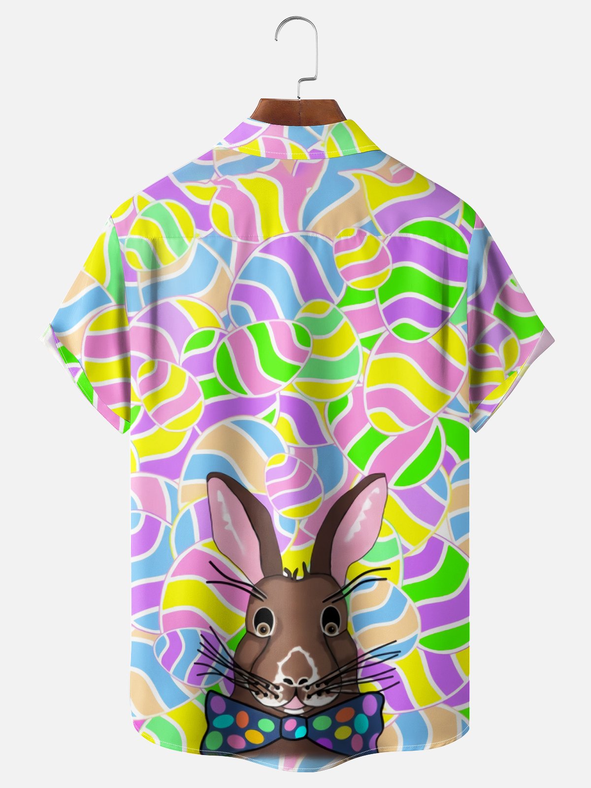 Moisture Wicking Easter Egg Bunny Chest Pocket Casual Shirt