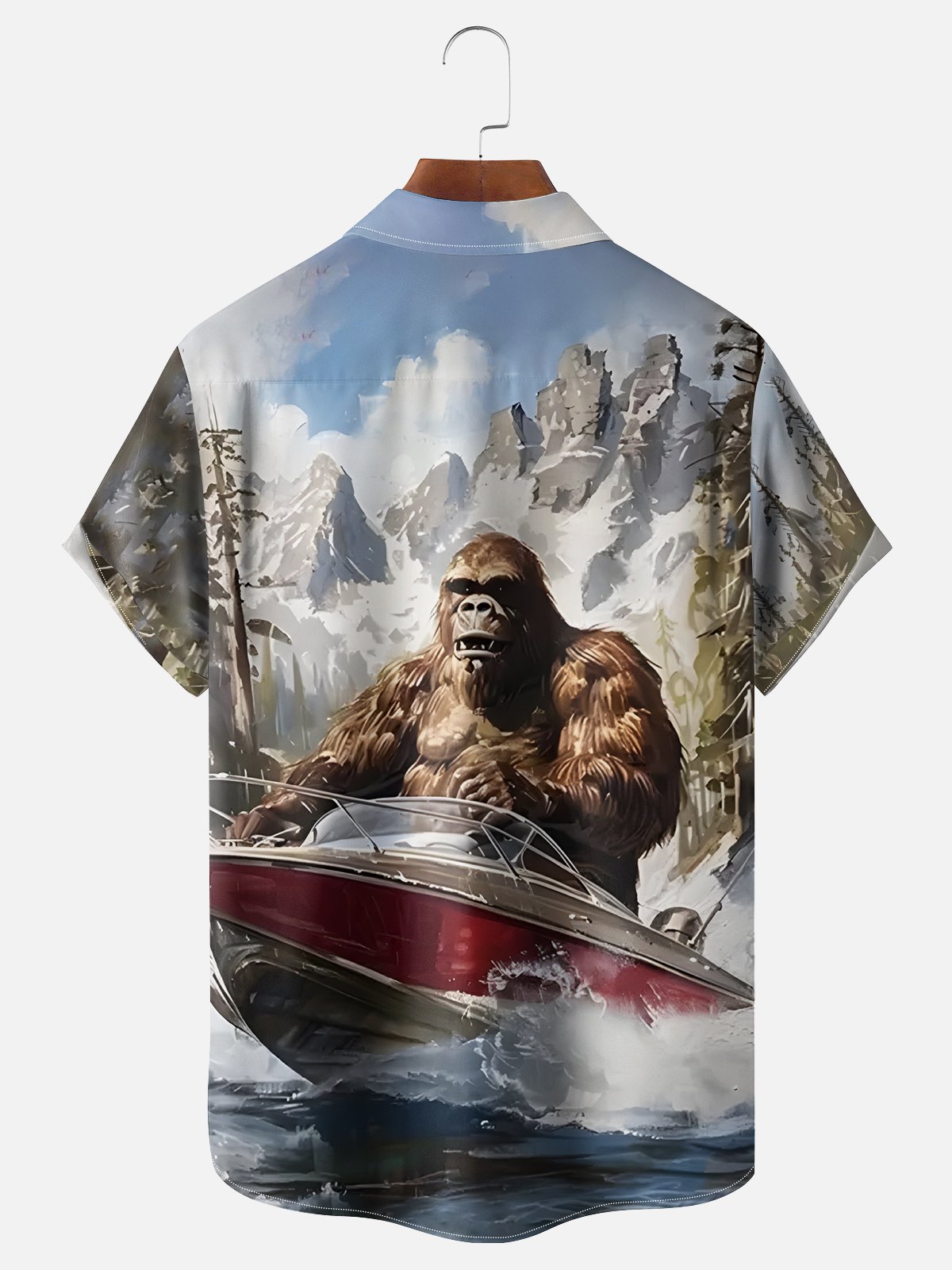 Moisture Wicking Snow Mountain Bigfoot Chest Pocket Casual Shirt