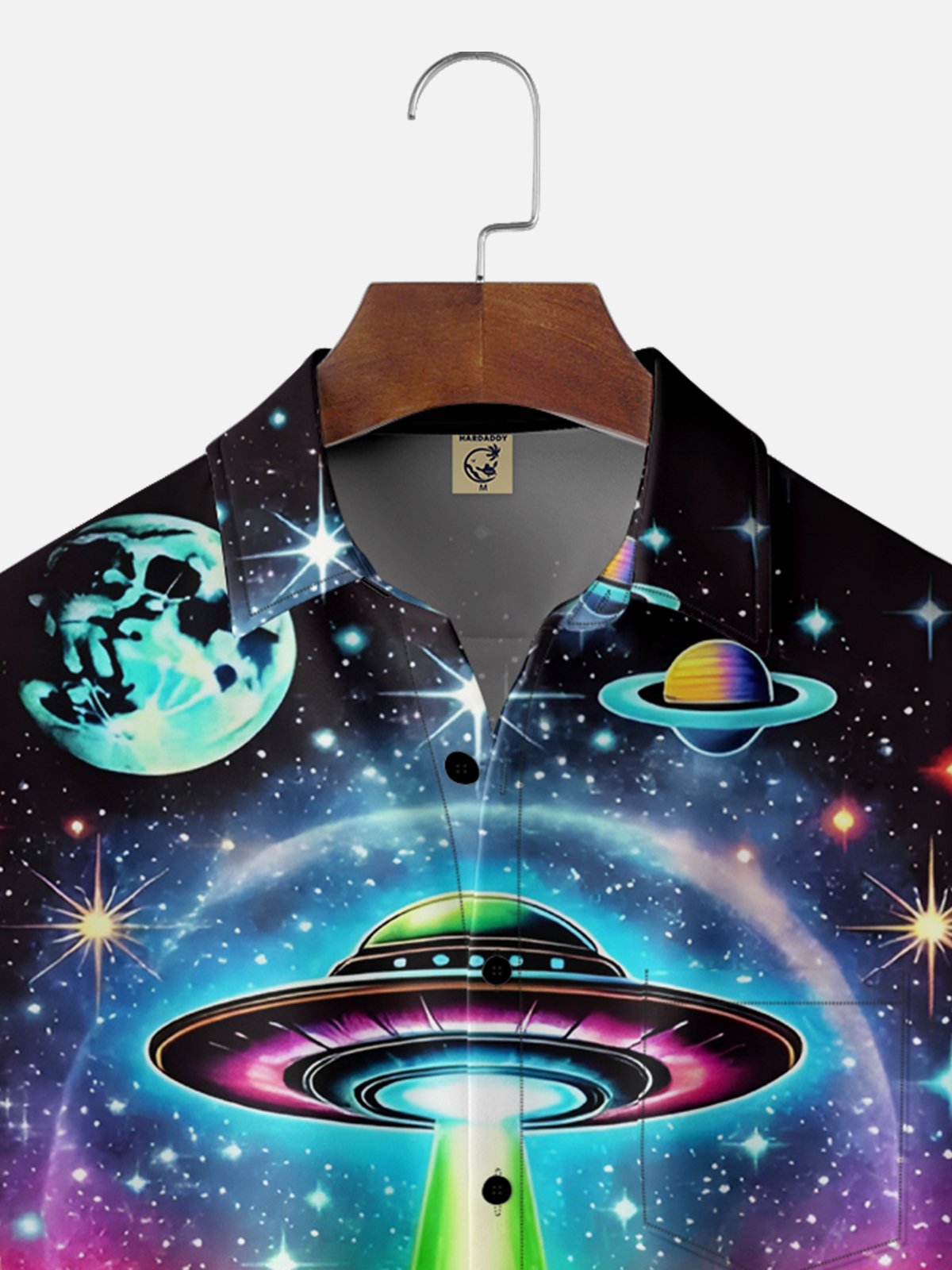 Moisture Wicking Spaceship UFO Alien Bigfoot Chest Pocket Casual Shirt