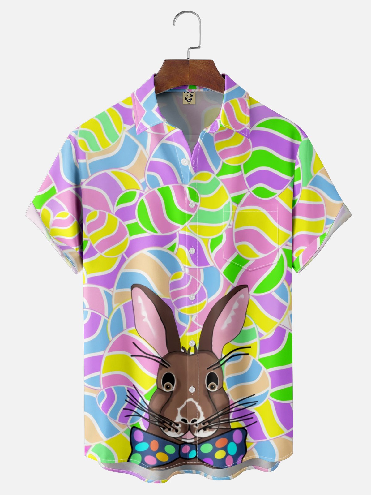 Moisture Wicking Easter Egg Bunny Chest Pocket Casual Shirt