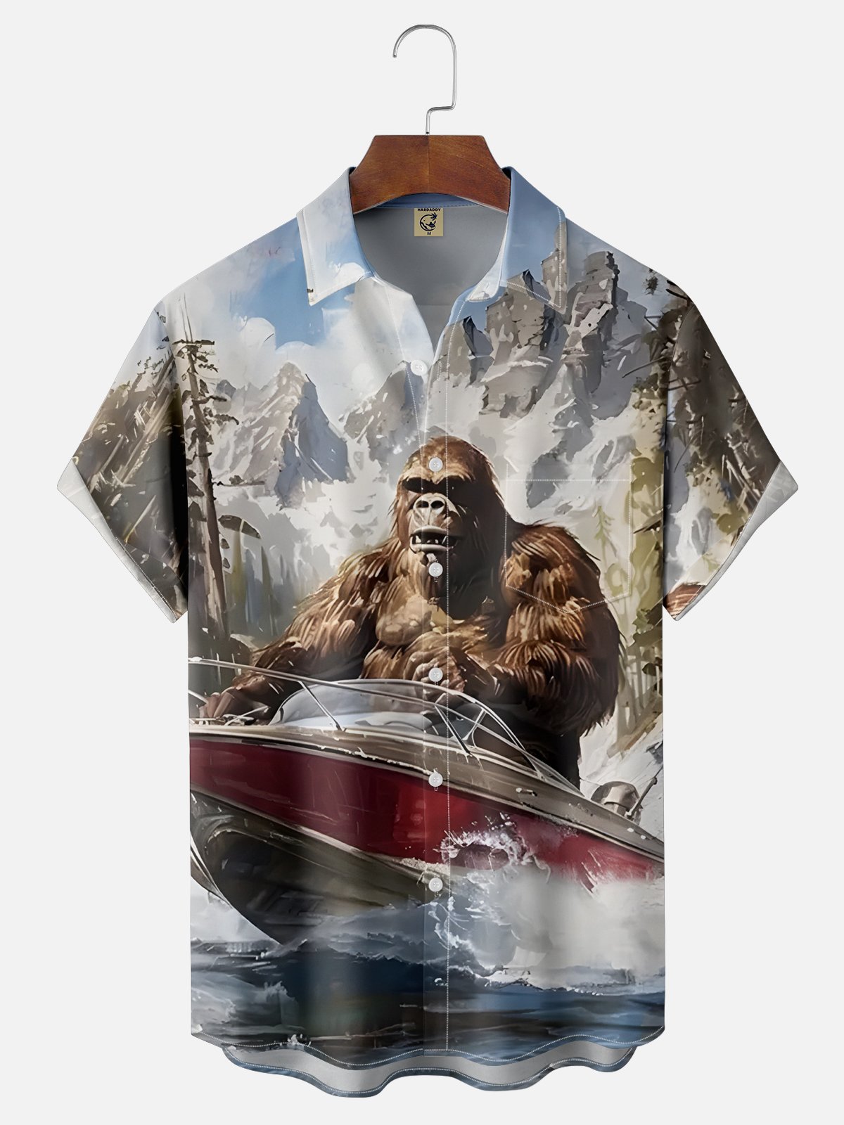 Moisture Wicking Snow Mountain Bigfoot Chest Pocket Casual Shirt