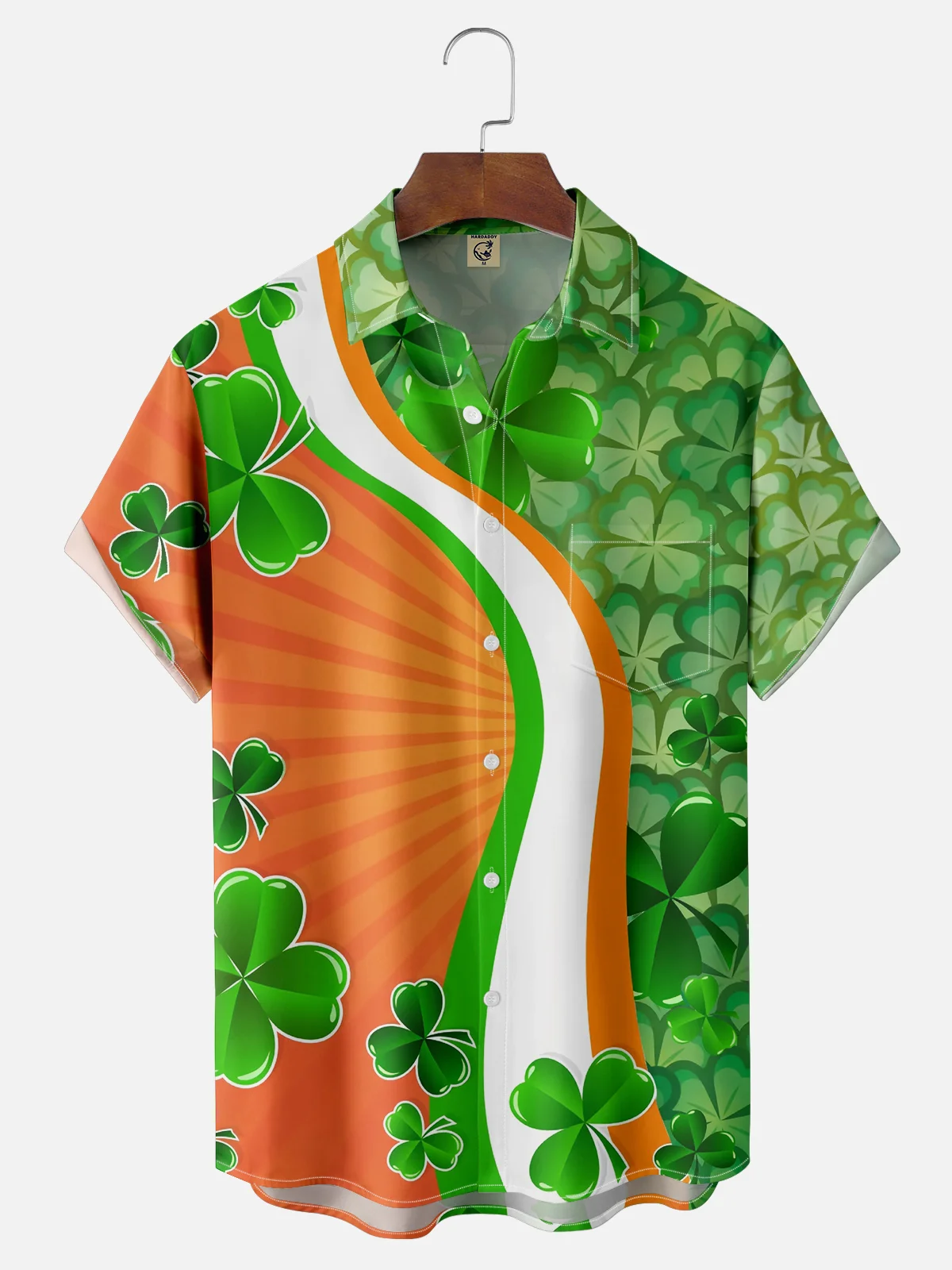 Moisture Wicking St. Patrick's Shamrock Chest Pocket Casual Shirt