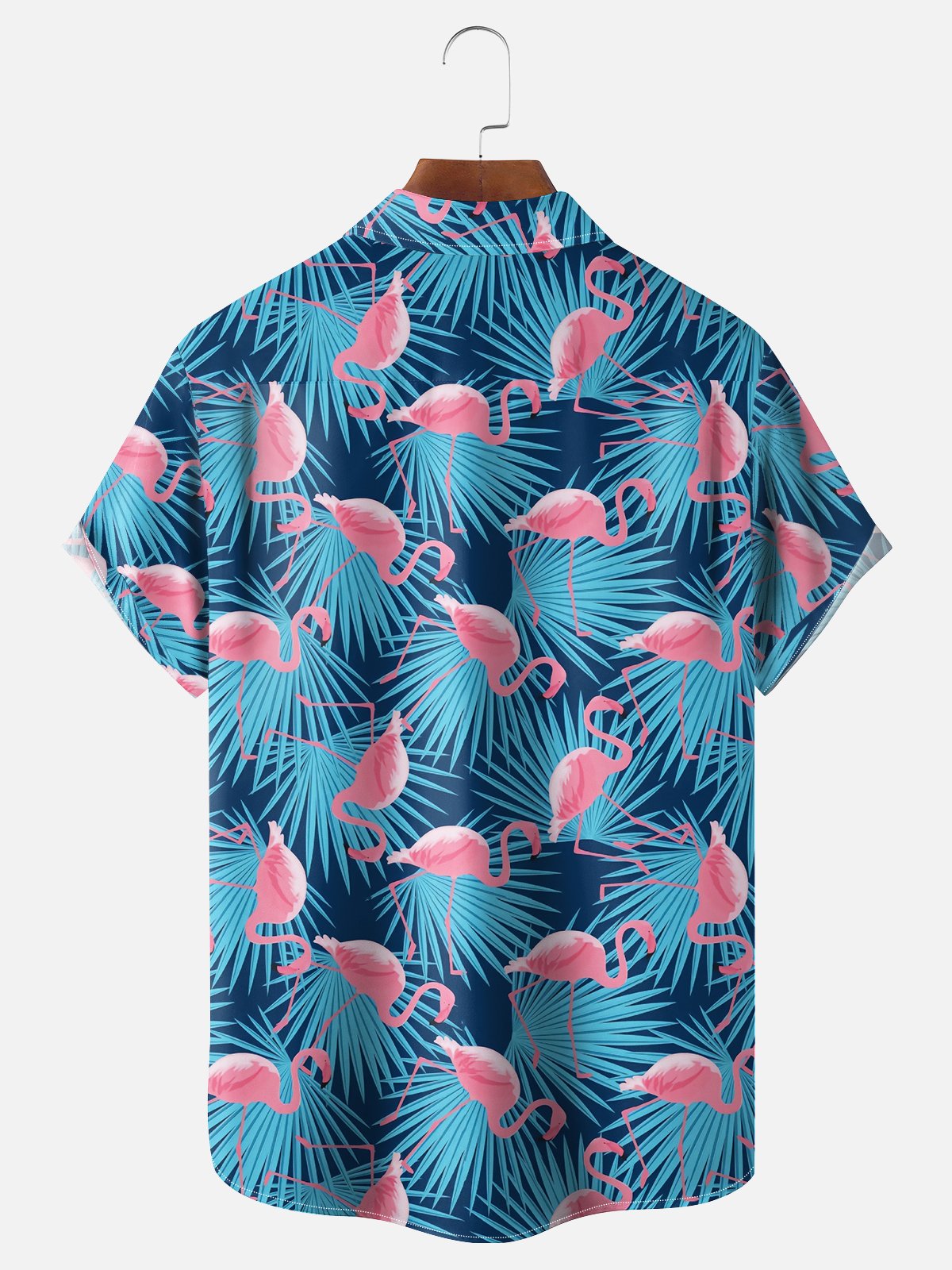 Moisture Wicking Hawaiian Floral Flamingo Chest Pocket hawaiian Shirt