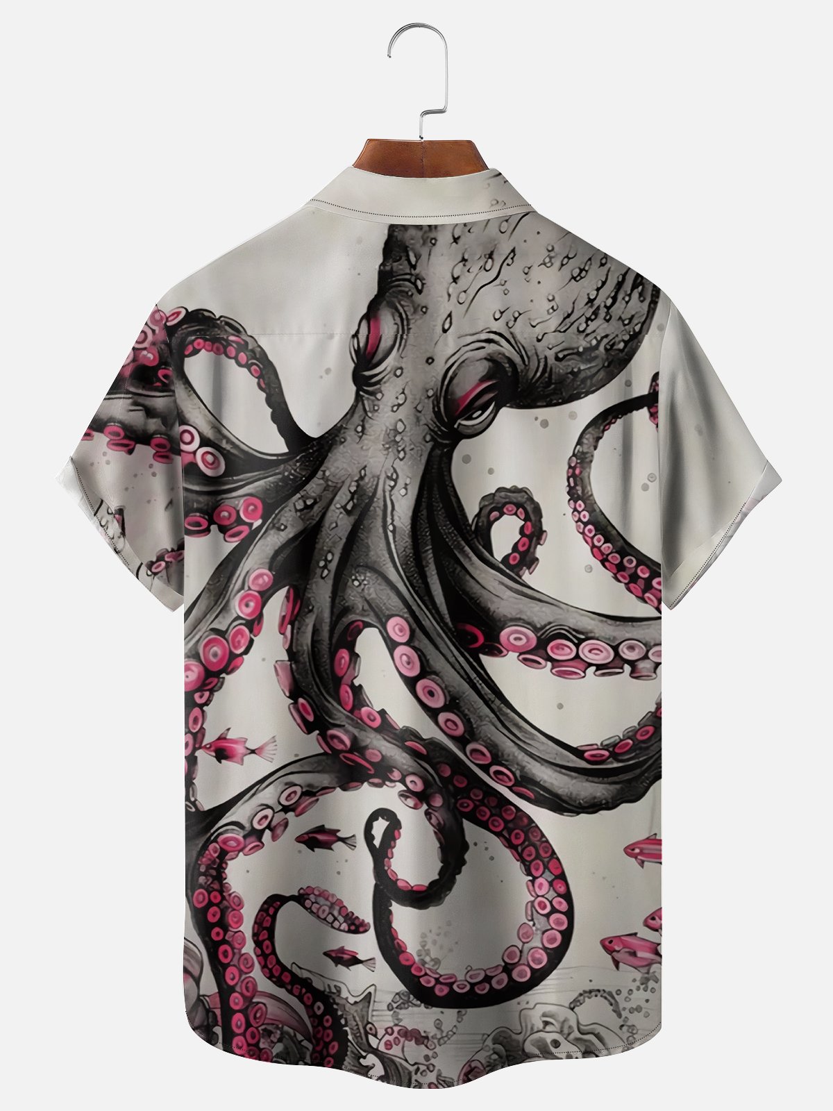 Moisture Wicking Octopus Chest Pocket hawaiian Shirt