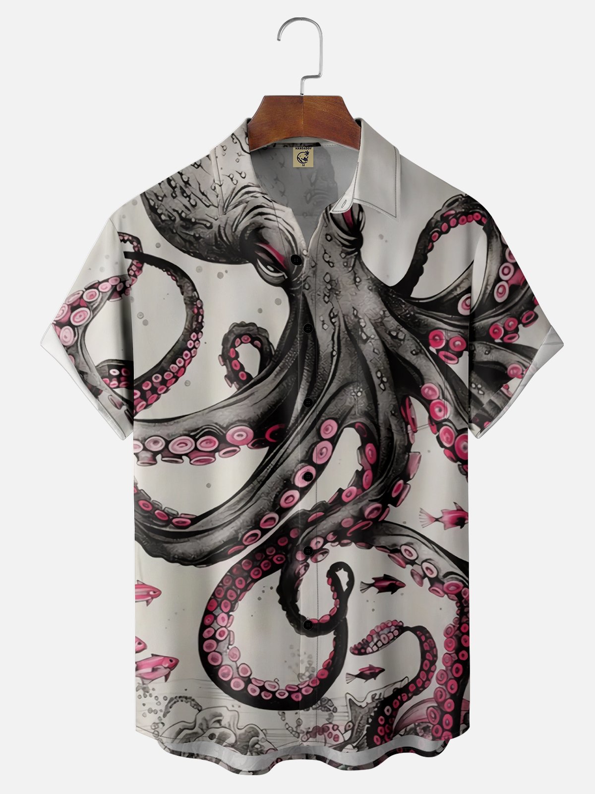 Moisture Wicking Octopus Chest Pocket hawaiian Shirt