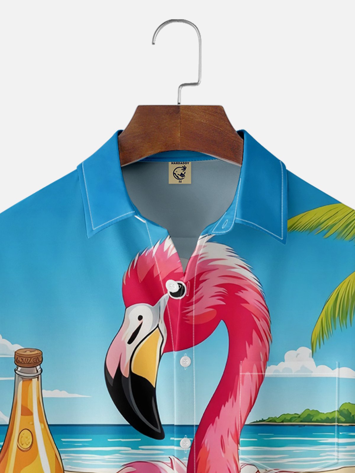 Moisture Wicking Hawaiian Flamingo Chest Pocket Casual Shirt