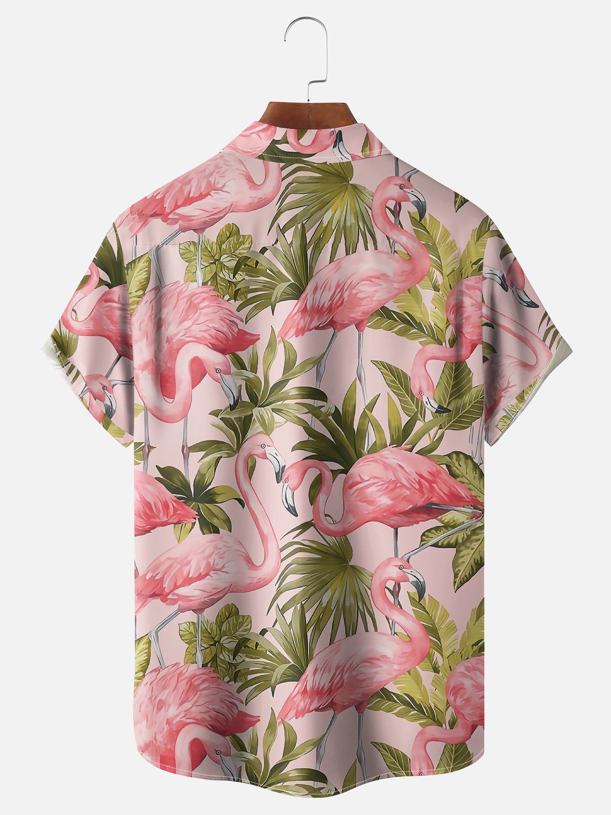 Flamingo Chest Pocket Short Sleeve Hawaiian Shirt