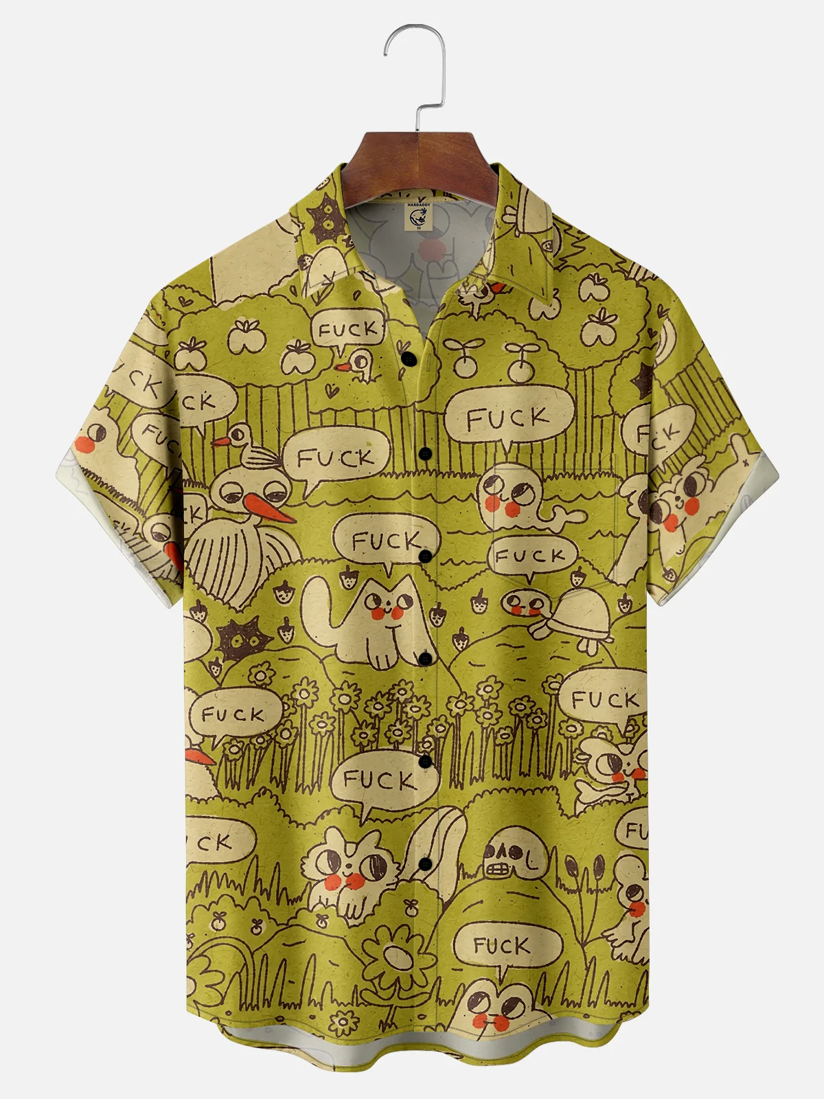 Moisture-wicking Creative Animal "Polite Words" Art Chest Pocket Casual Shirt