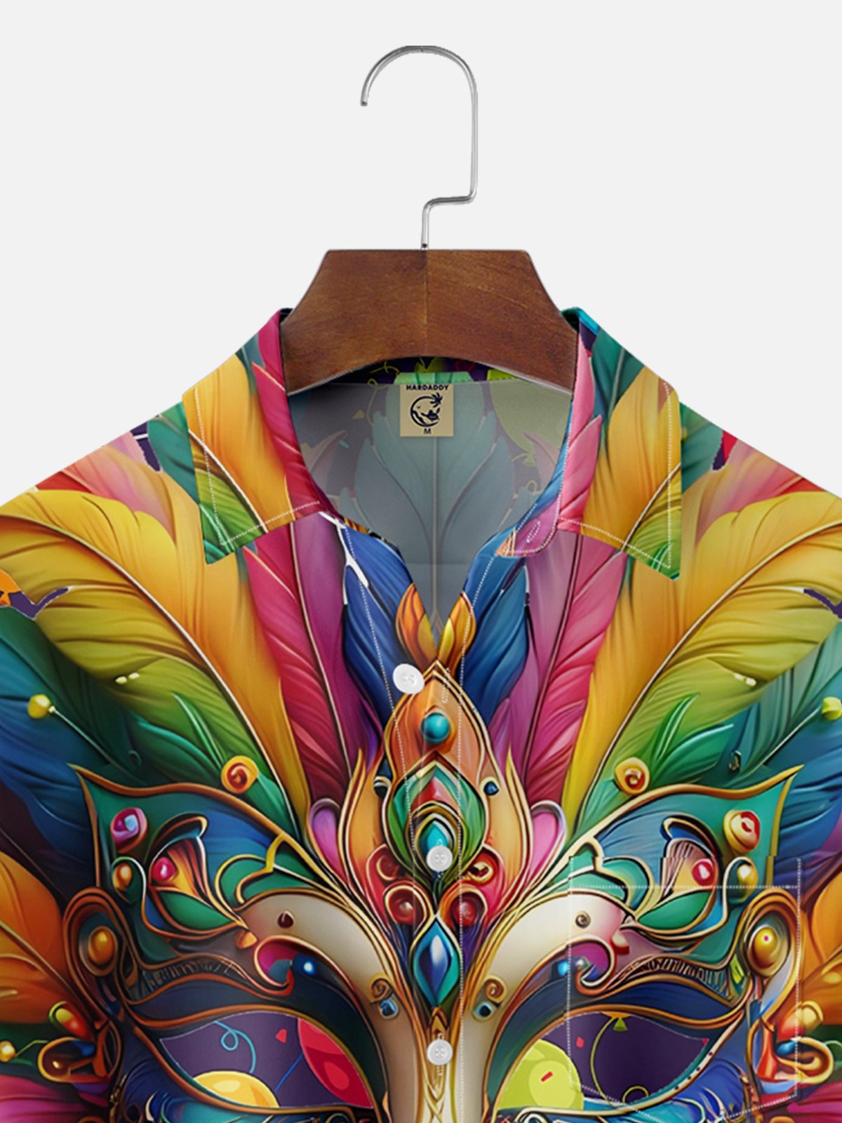 Moisture-wicking Mardi Gras Ornate Mask Purple Chest Pocket Casual Shirt