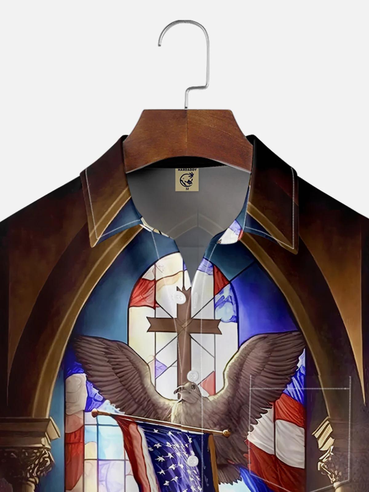 Moisture-wicking Religious Cross American Flag Ash Wednesday Easter Chest Pocket Casual Shirt