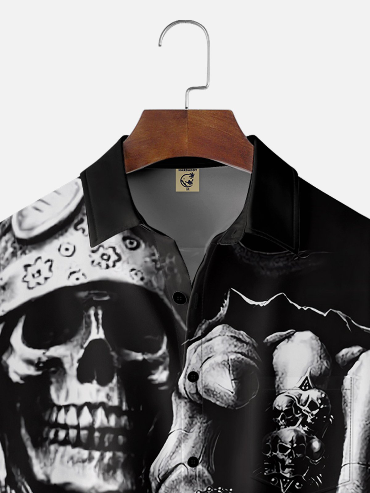 Moisture-wicking Skull Rock Art Music Illustration Chest Pocket Casual Shirt