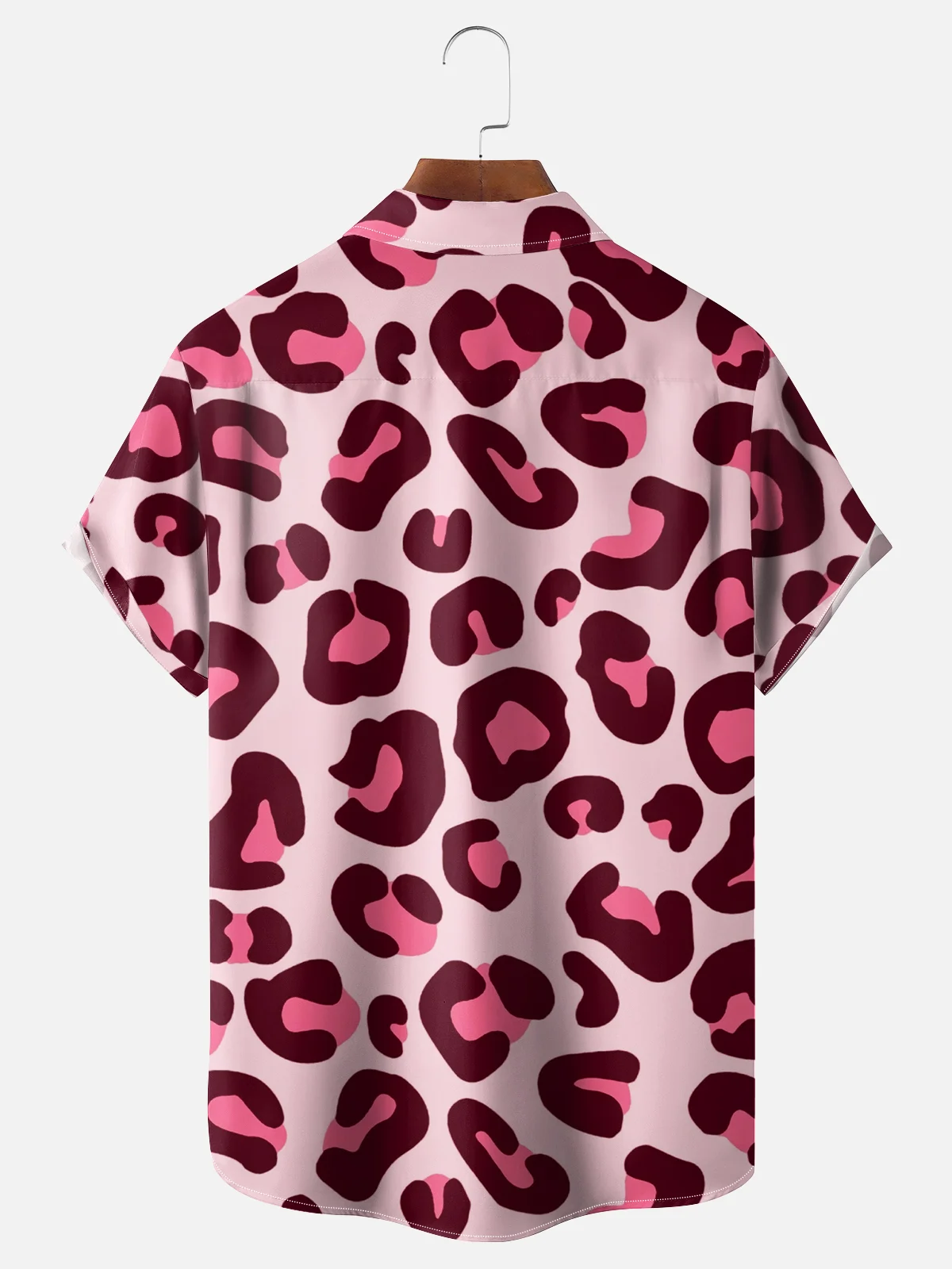 Moisture-wicking Pink Leopard Chest Pocket Casual Shirt