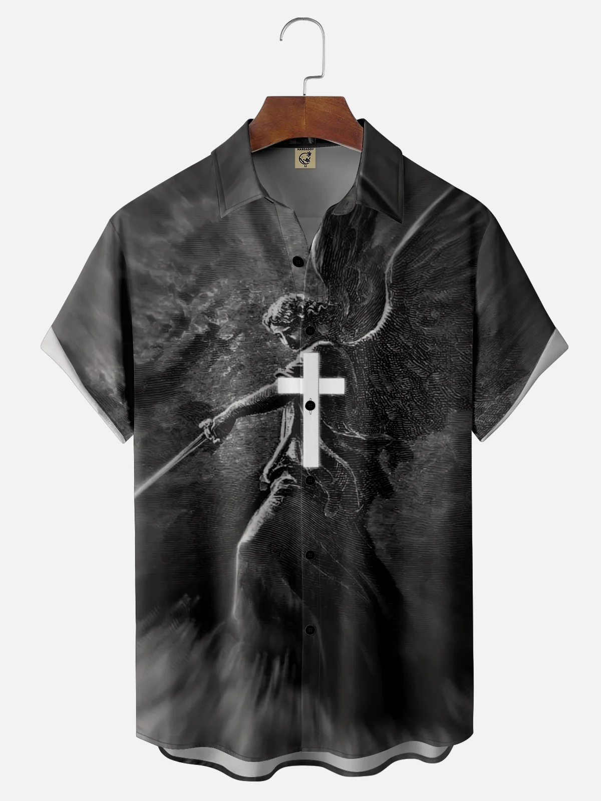 Moisture-wicking Religious Cross Angel Ash Wednesday Easter Chest Pocket Casual Shirt