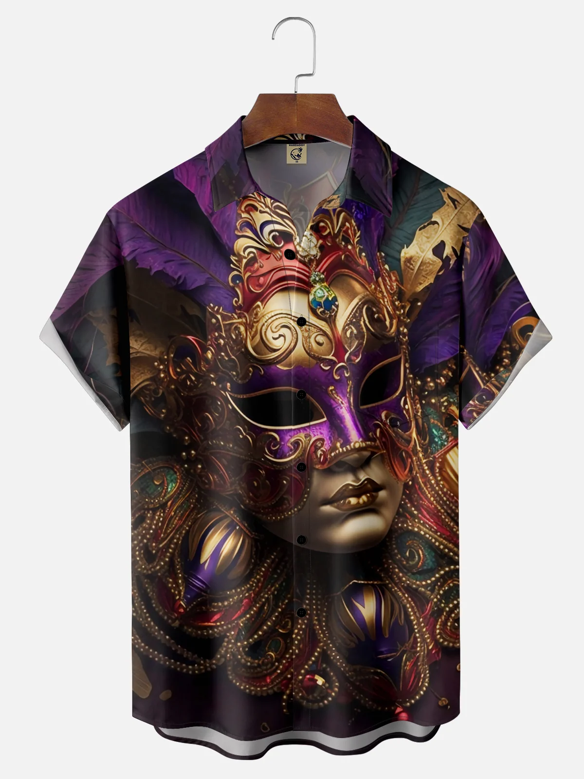 Moisture-wicking Mardi Gras Mask Chest Pocket Casual Shirt