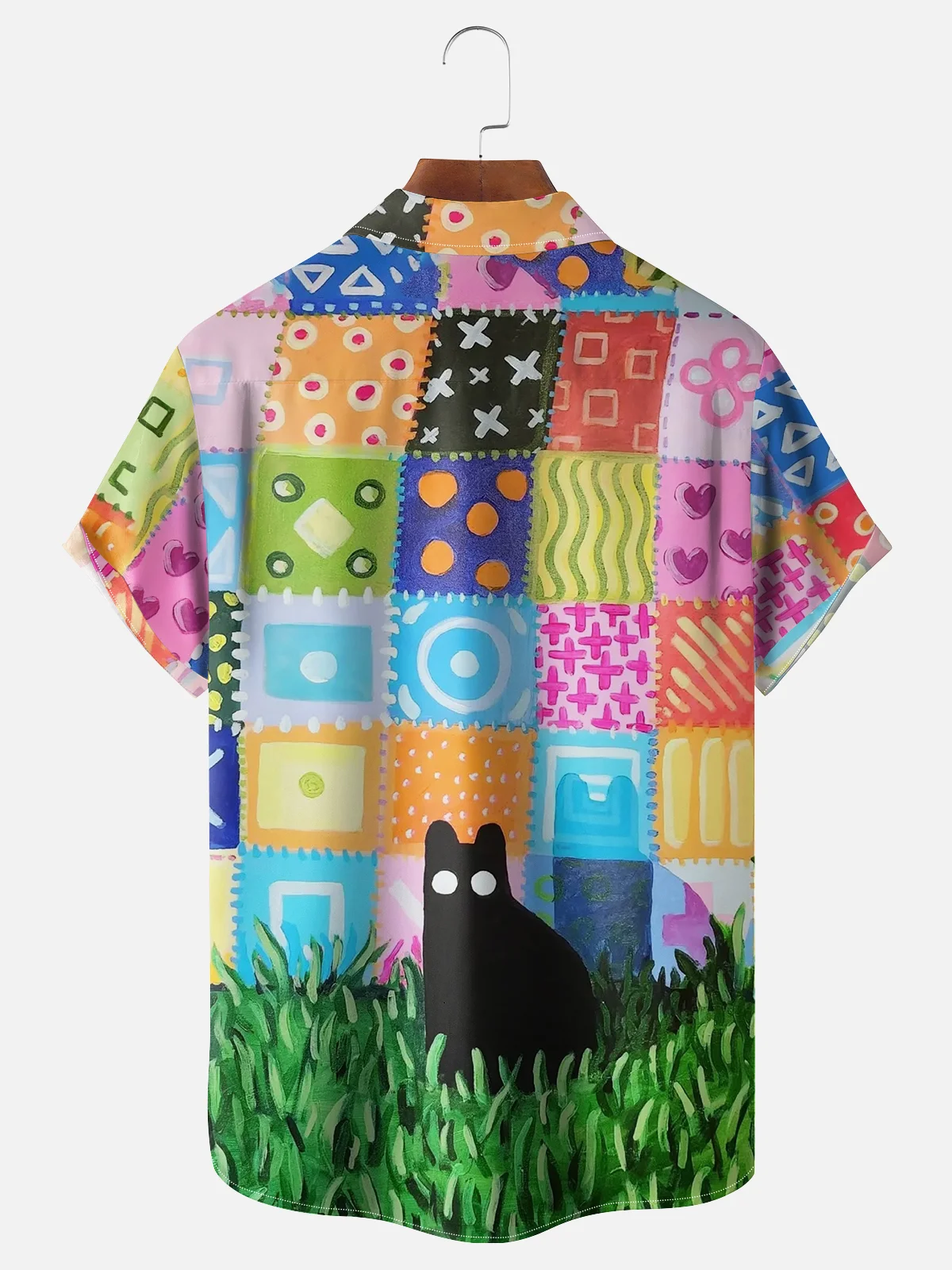 Moisture Wicking Art Cat Chest Pocket Casual Shirts