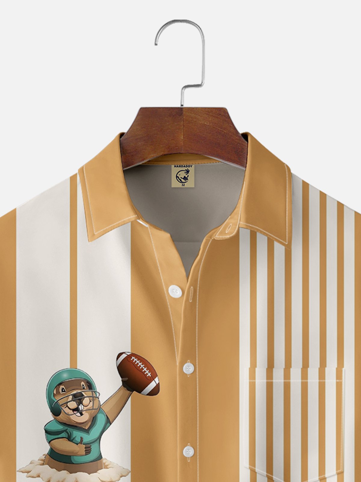 Moisture-wicking Groundhog Day Groundhog American Football Chest Pocket Bowling Shirt