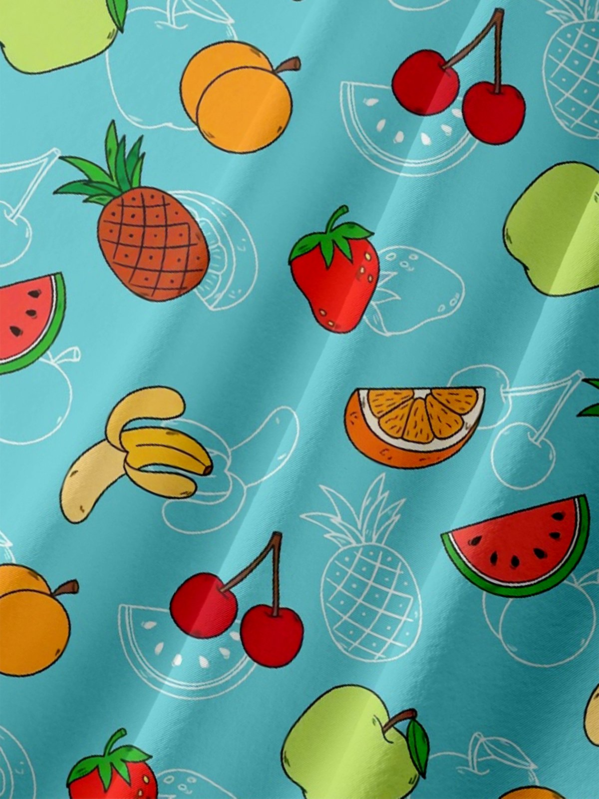 Moisture-wicking Fruits Chest Pocket Hawaiian Shirt