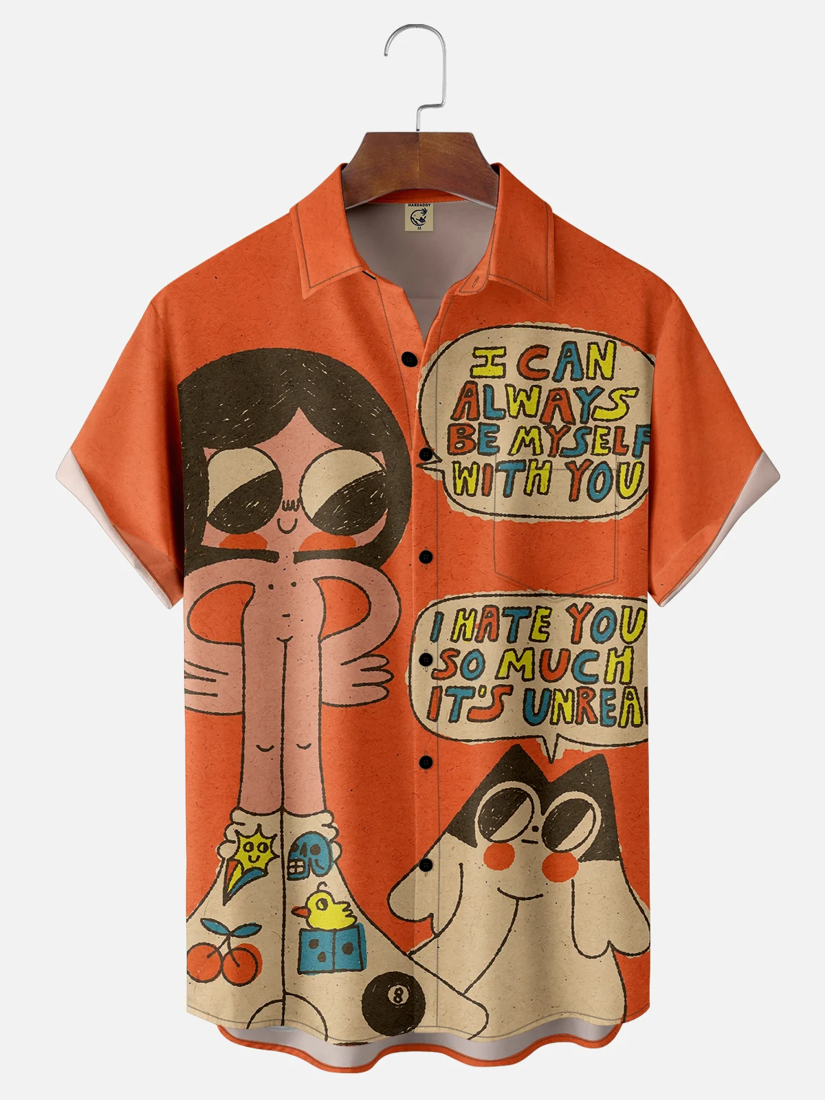 Moisture-wicking Creative Character Art Illustration Chest Pocket Casual Shirt