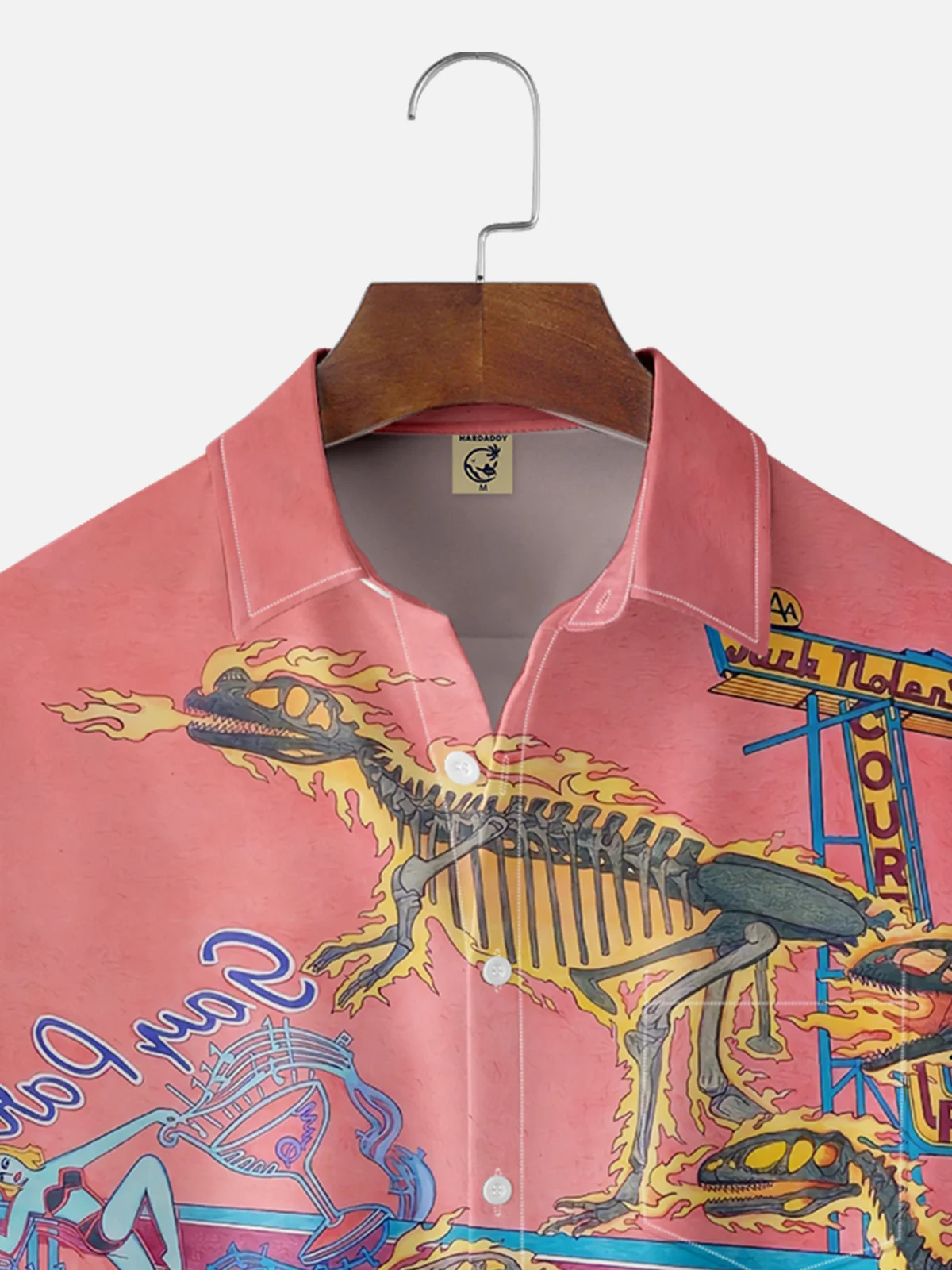 Moisture-wicking Dinosaur Fossil Car Retro Chest Pocket Casual Shirt