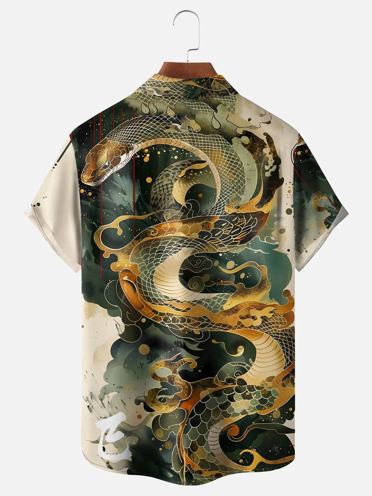 Moisture-wicking Snake Ukiyoe Animal Chest Pocket Casual Shirt