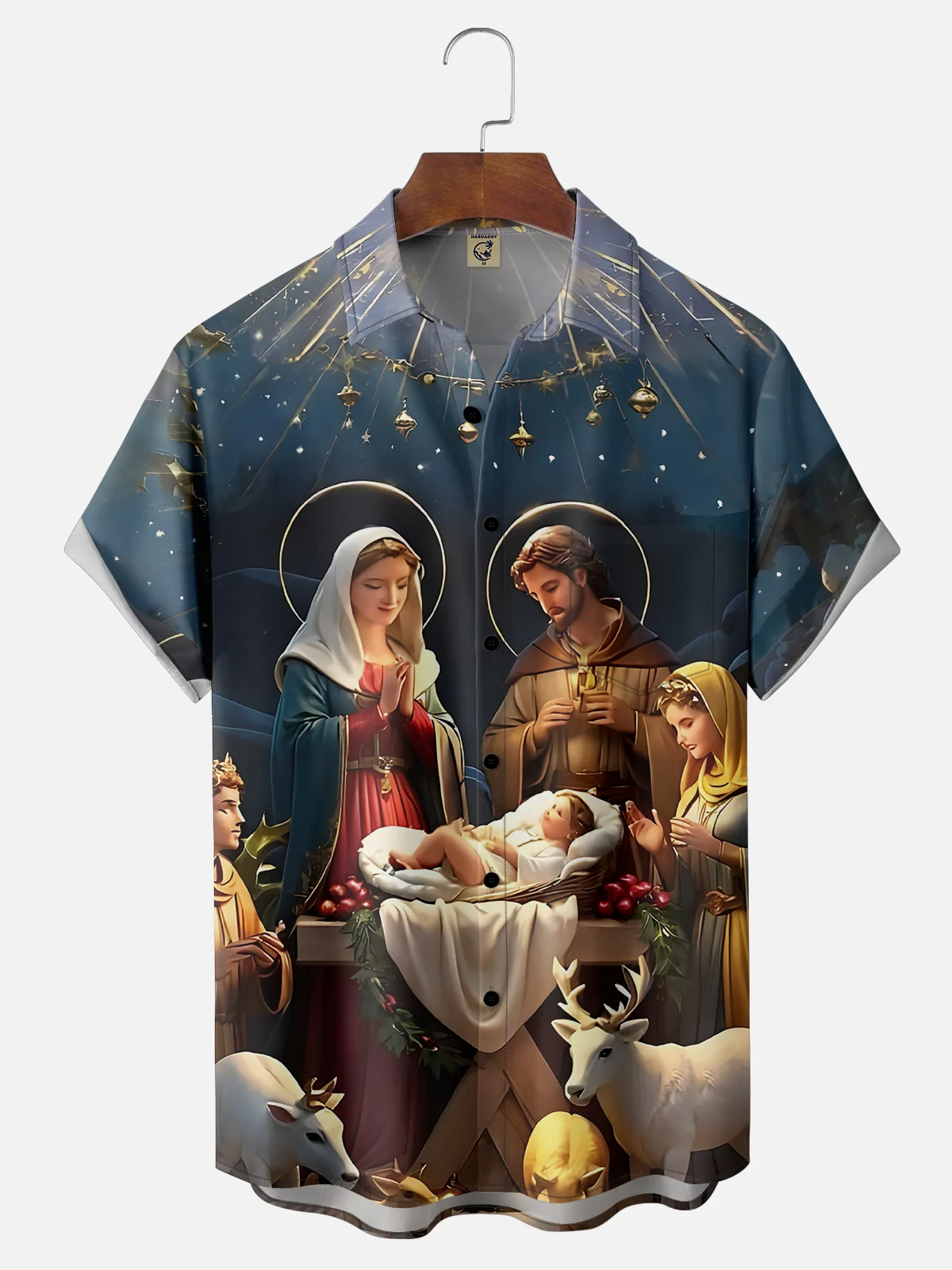 Moisture-wicking Religious Cross Nativity Chest Pocket Casual Shirt